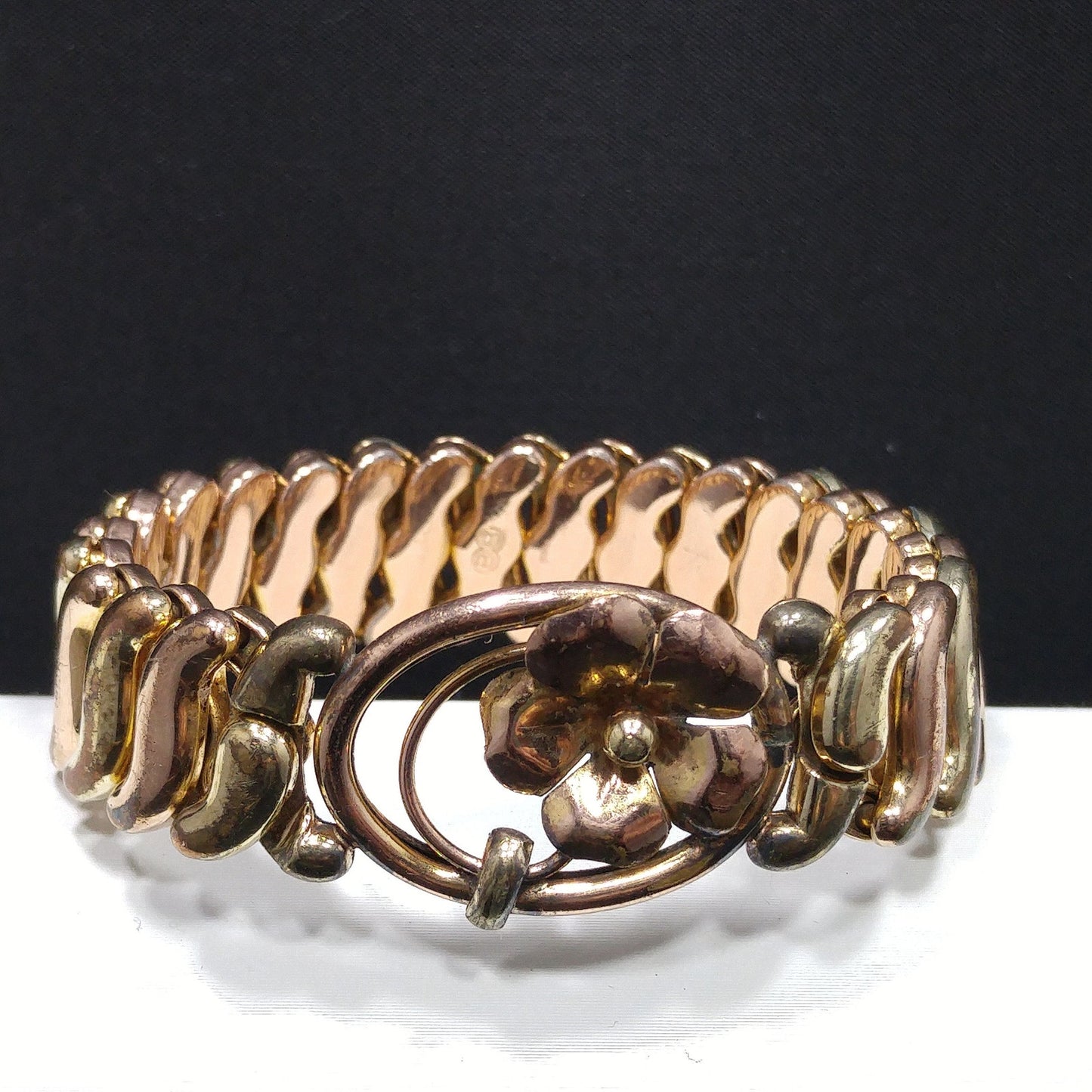 Binder Brothers Expansion Bracelet, Floral Openwork, 1920s Vintage Jewelry