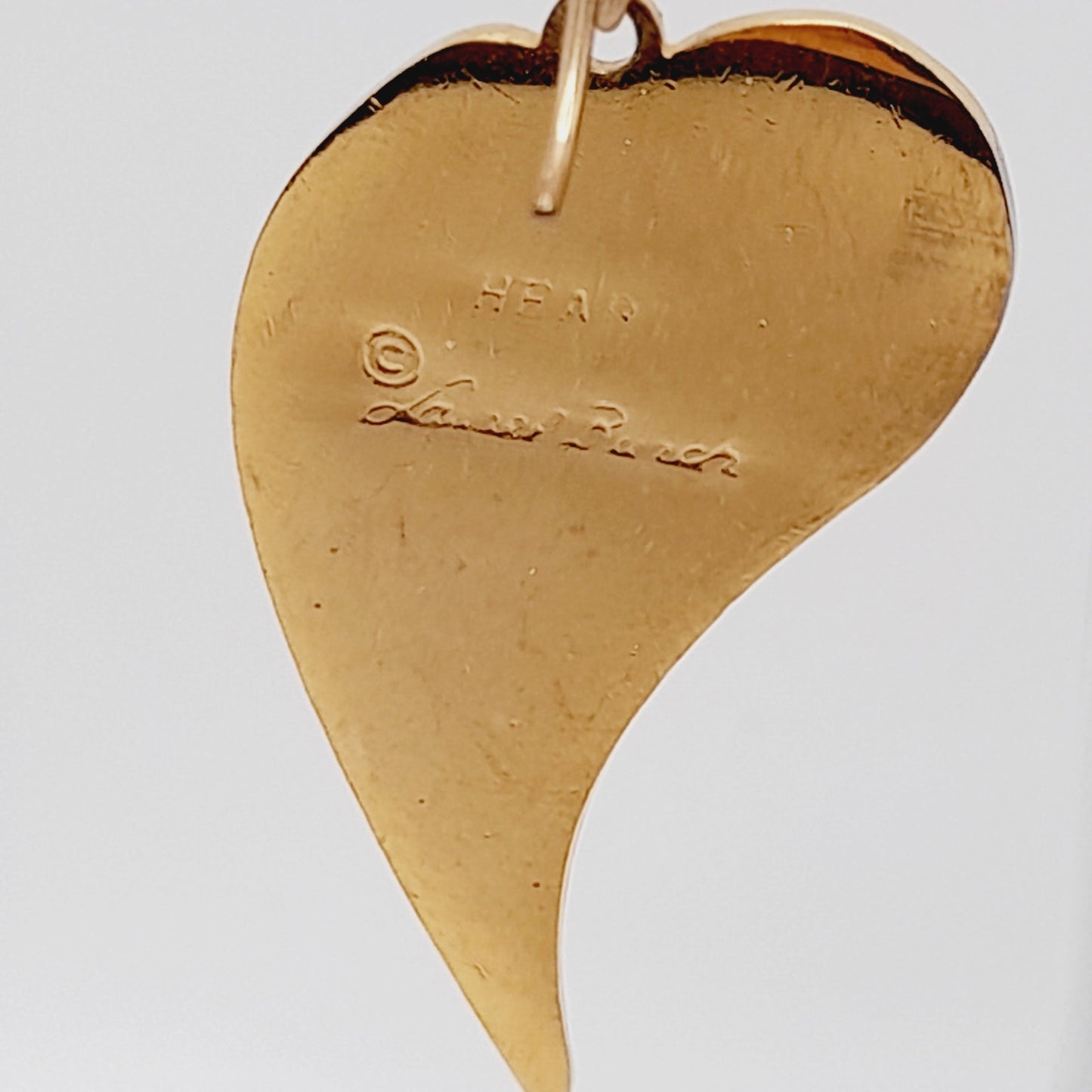 Vintage Laurel Burch Heart Dangle Earrings, Blue Enamel, Gold Plated, 2 Inches