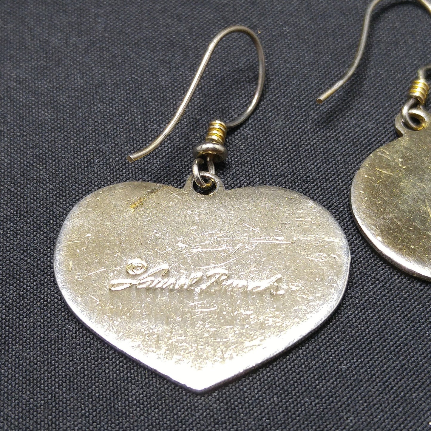 Vintage Laurel Burch Purple Bird Heart Earrings, Gold Plated