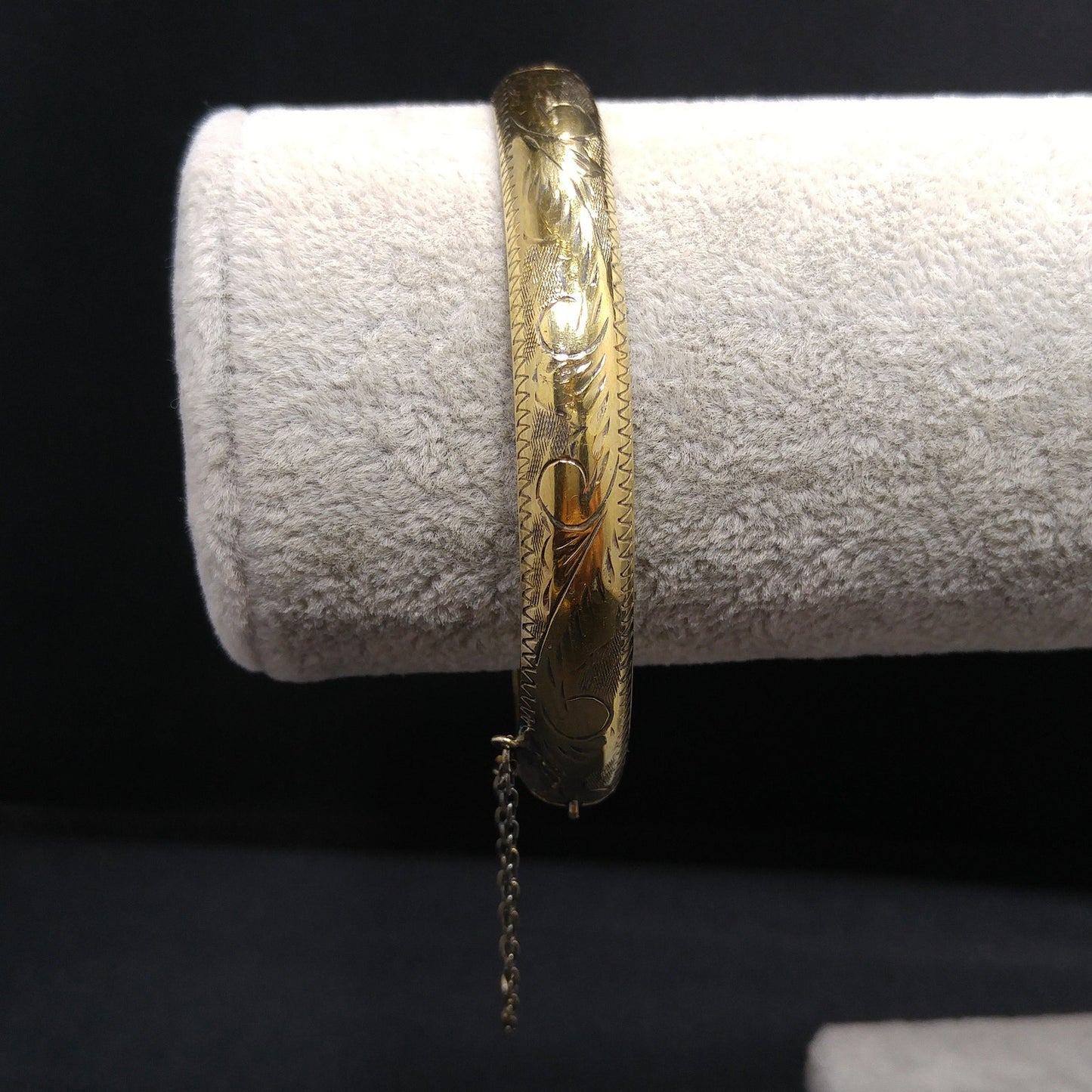 Vermeil Sterling Embossed Hinged Bracelet, Stamped 925, 1940s Vintage Jewelry