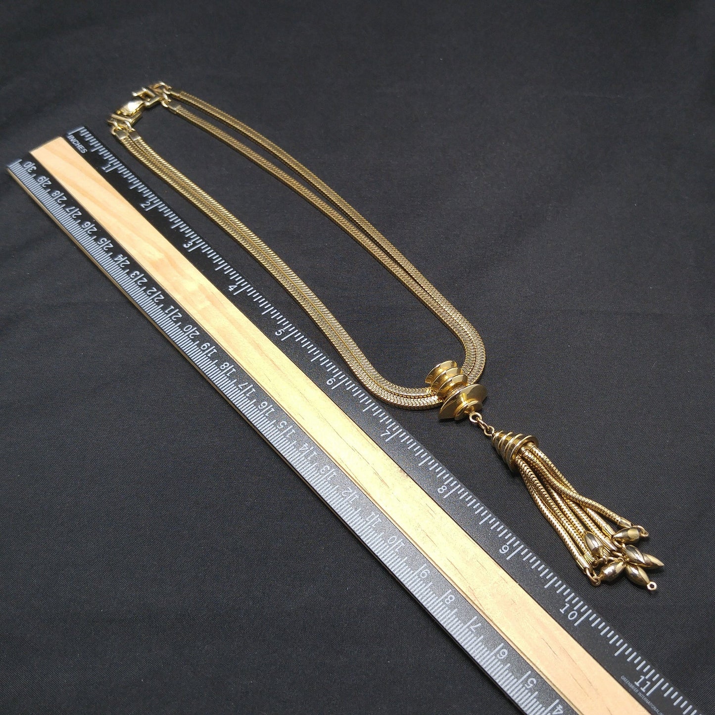 Barclay Snake Chain Tassel Necklace, Gold Plated, 1950s Vintage Jewelry