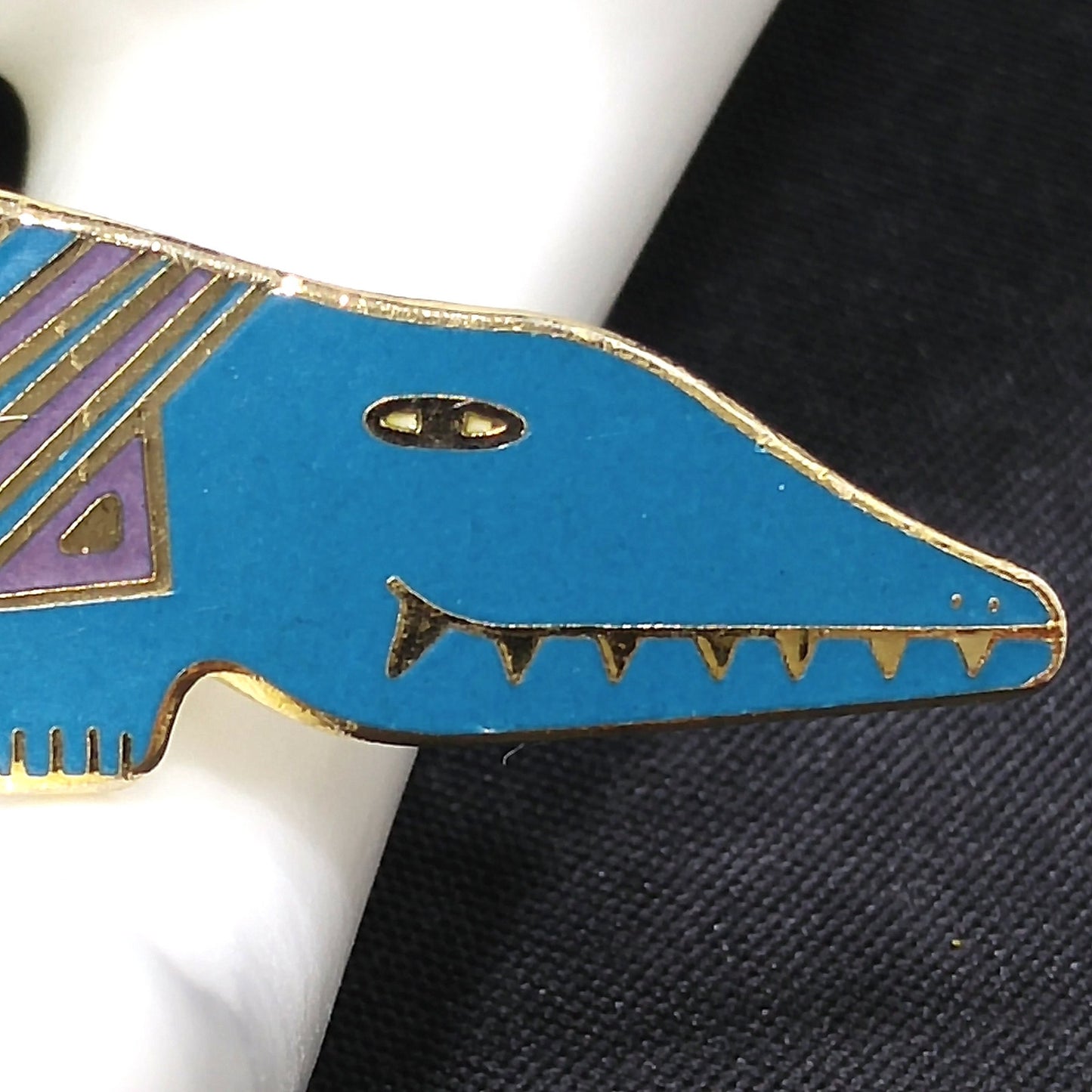Laurel Burch "Aleucian Alligator" Brooch, Gold Plated Cloisonné Enamel, 1980s Vintage Jewelry