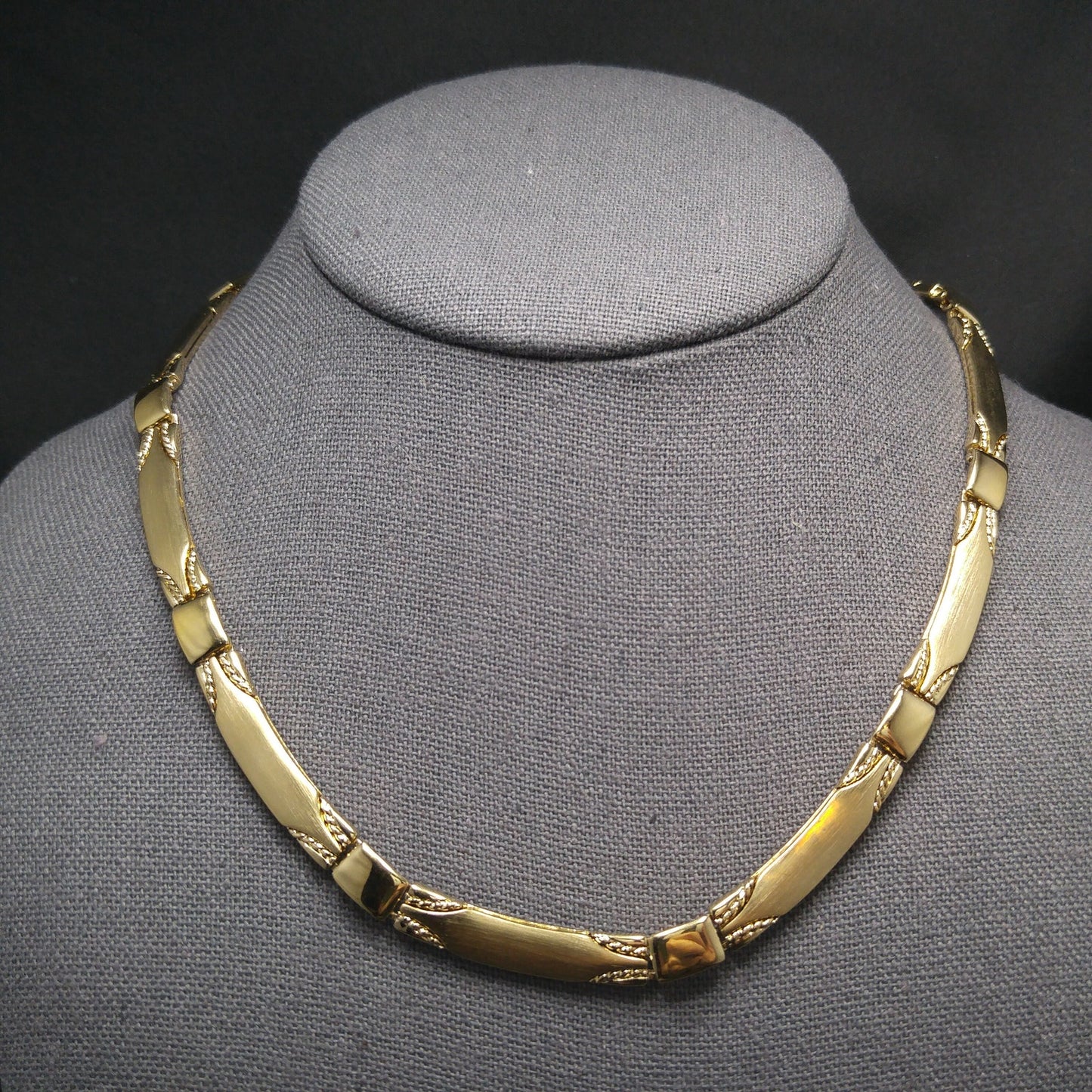 Monet Satin Finish Choker Necklace, Gold Plated, 1950 Vintage Jewelry