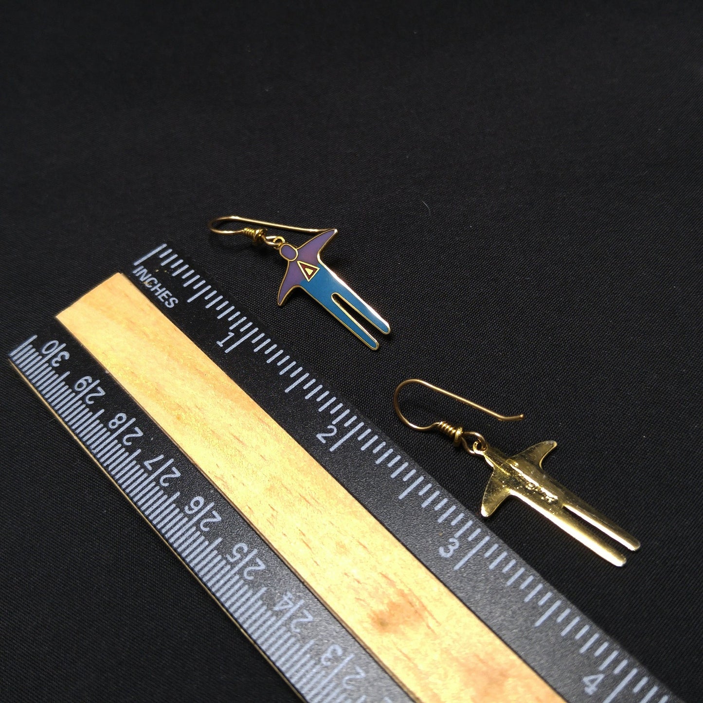 Vintage Laurel Burch Person Enamel 1980s Earrings, Gold Plated