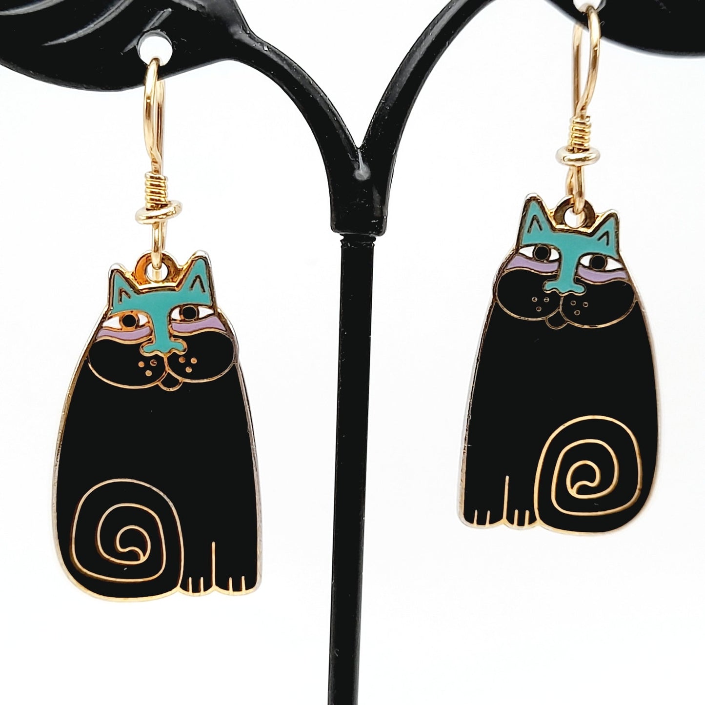 Vintage Laurel Burch Olivia Black Cat Earrings