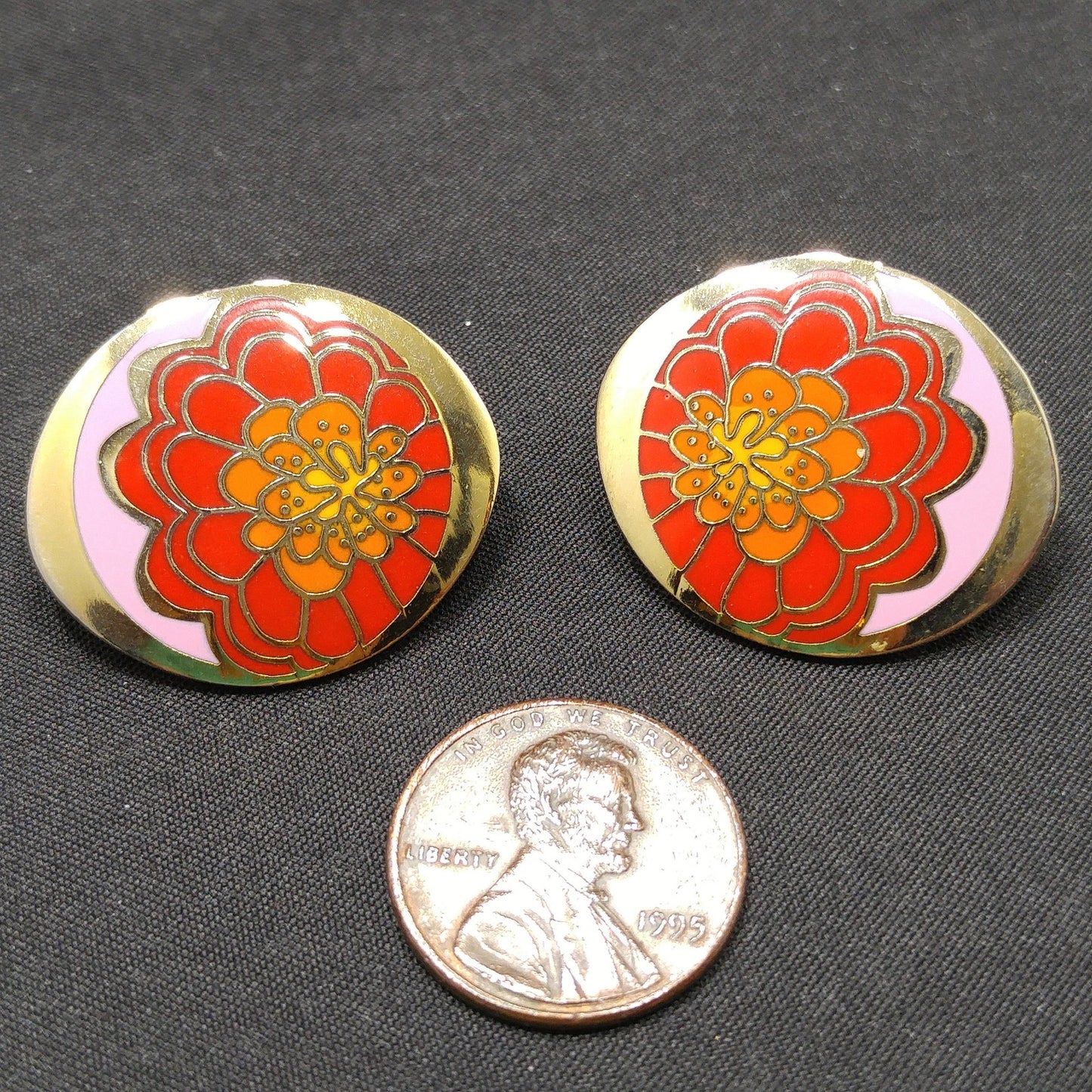 Laurel Burch "IMAI" Floral Post Earrings, Gold Plated, 1980s Vintage Jewelry