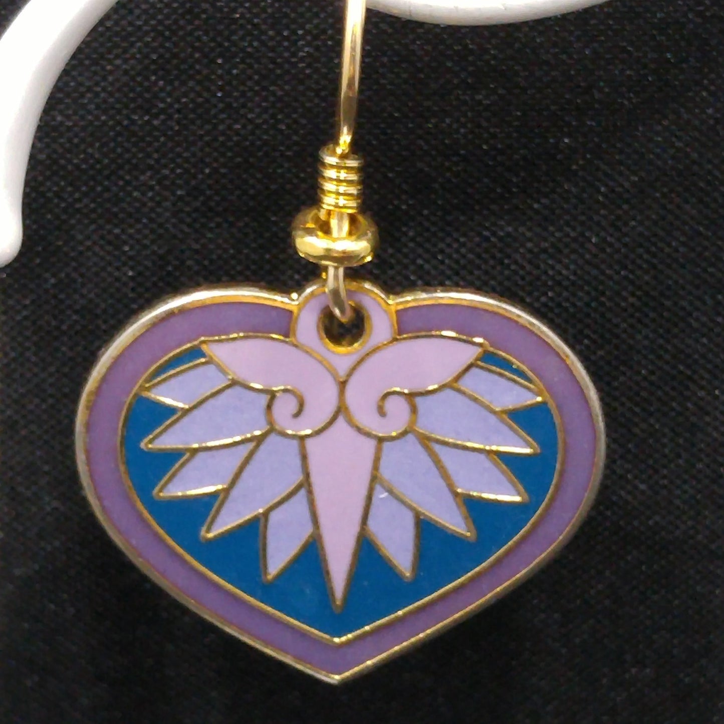 Vintage Laurel Burch "Hollyhock" Floral Earrings, Gold Plated Enamel Pink Purple