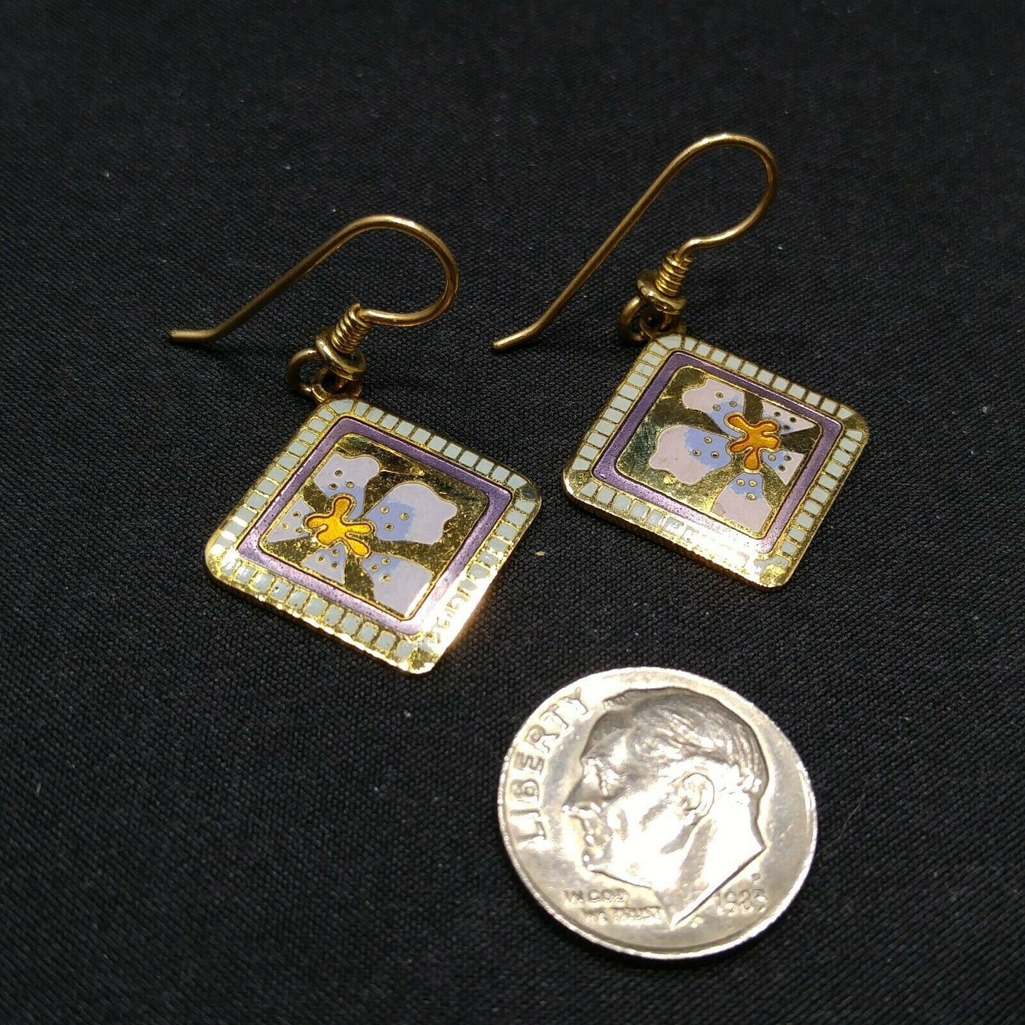Vintage Laurel Burch "Jasmine For Jodi" Earrings, Pink Flower Gold Plated, 1980s