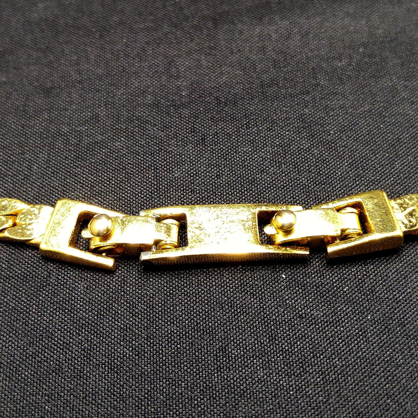 Monet Herringbone Chain Necklace, Gold Plated, V Pendant, 1980s Vintage Jewelry