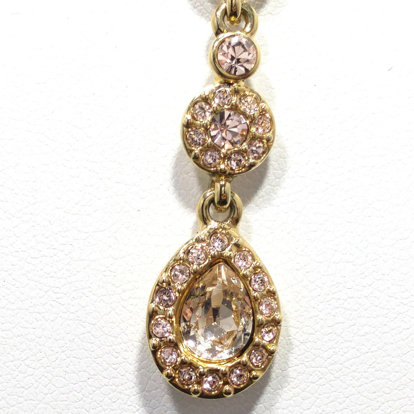Vintage Givenchy Necklace – Champagne Rhinestone Drop, Adjustable, 1990s