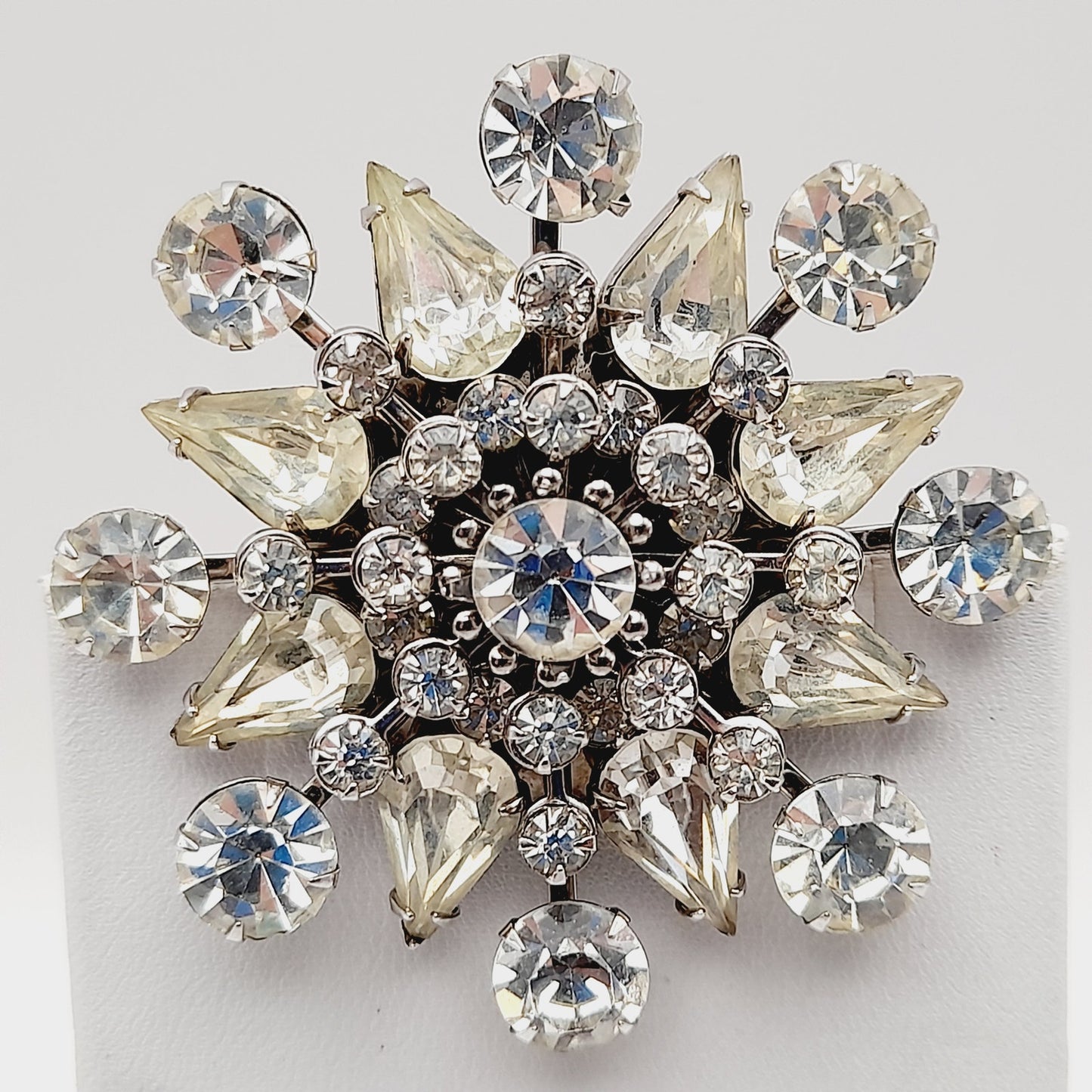 Vintage 1950s Unsigned Wedding Brooch, Riveted Three Dimensional Flower Pin