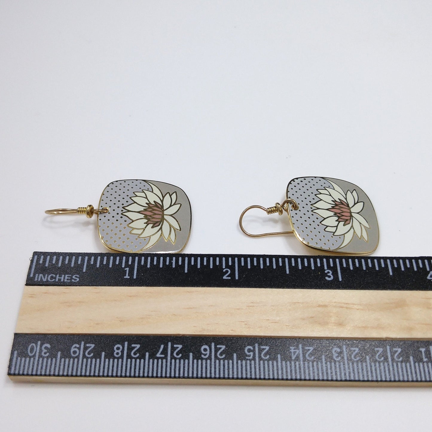 Vintage Laurel Burch Nile Lily Earrings, Gold Plated
