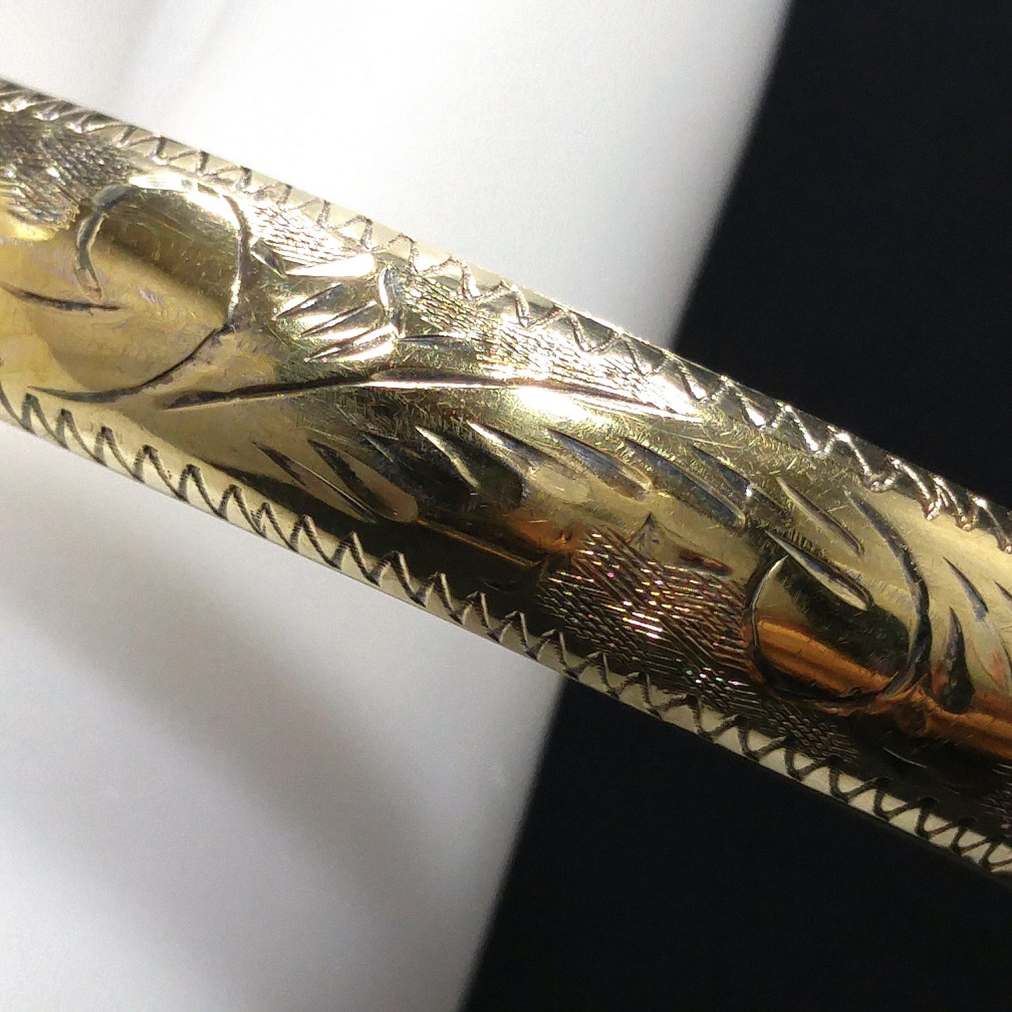 Vermeil Sterling Embossed Hinged Bracelet, Stamped 925, 1940s Vintage Jewelry