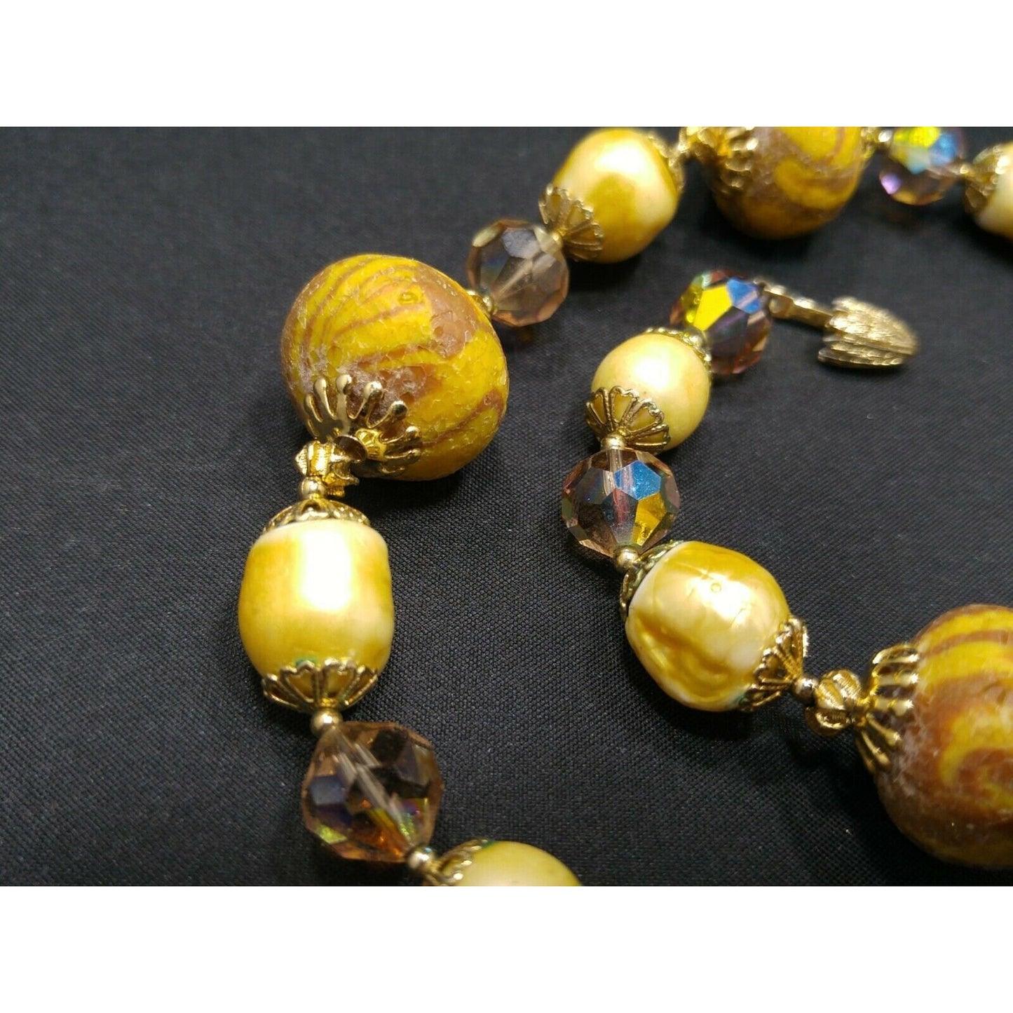 Vendome Art Beads Necklace, Faux Baroque Pearls, Aurora Borealis Crystals, 1960s Vintage Jewelry