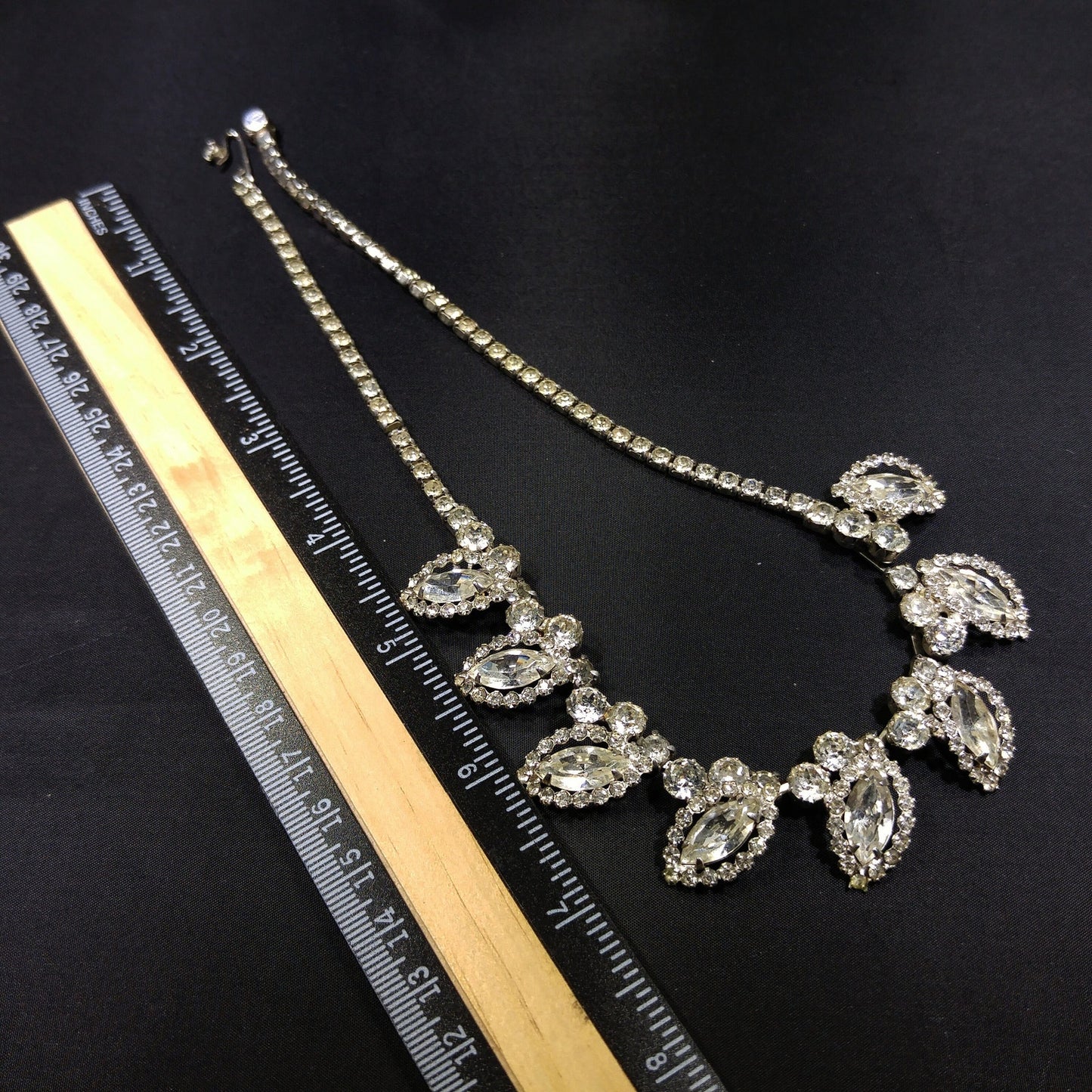 Weiss Wedding Clear Rhinestone Necklace, Rhodium Plated, 1950s Vintage Jewelry