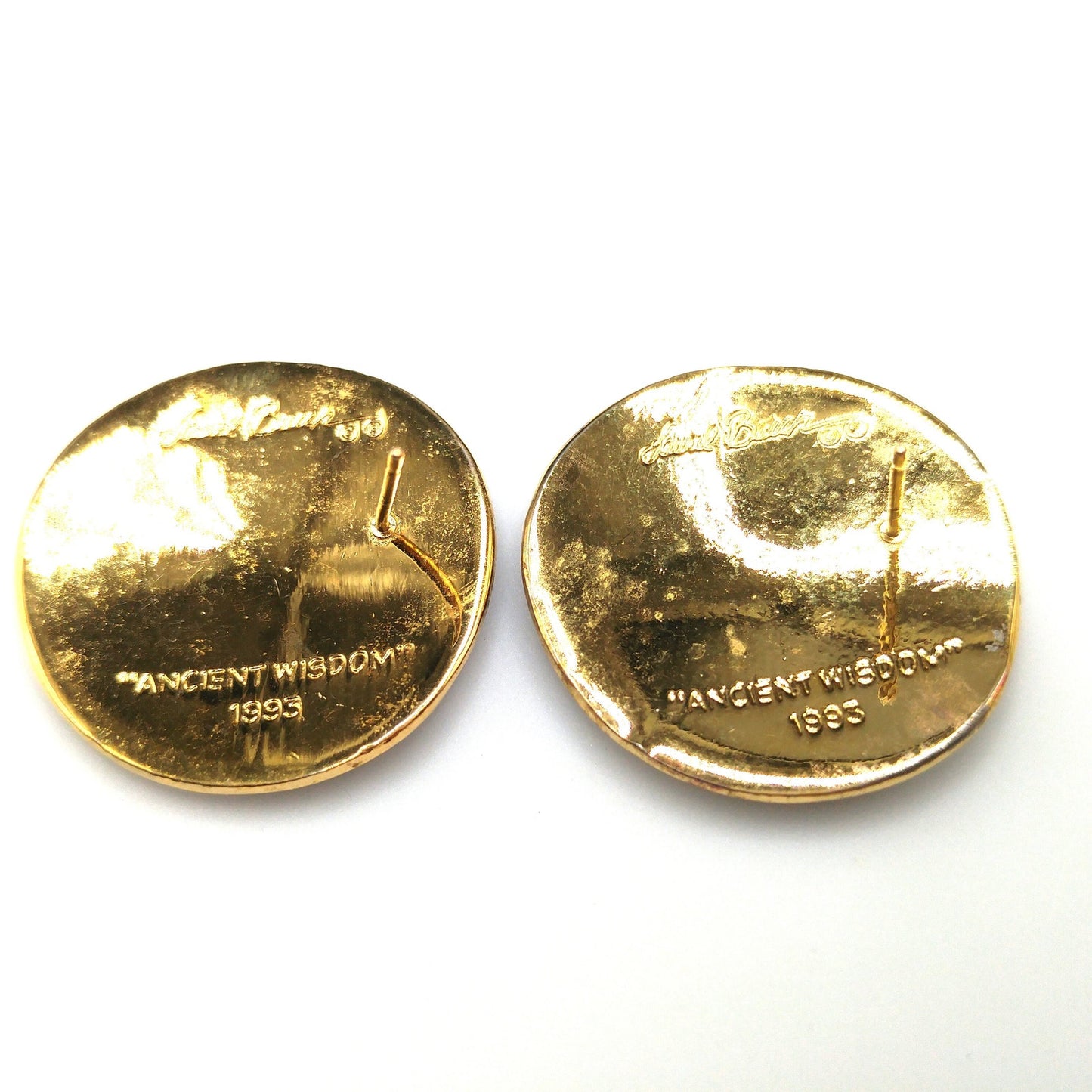 Vintage Laurel Burch "Ancient Wisdom 1993" Earrings, Gold Plated