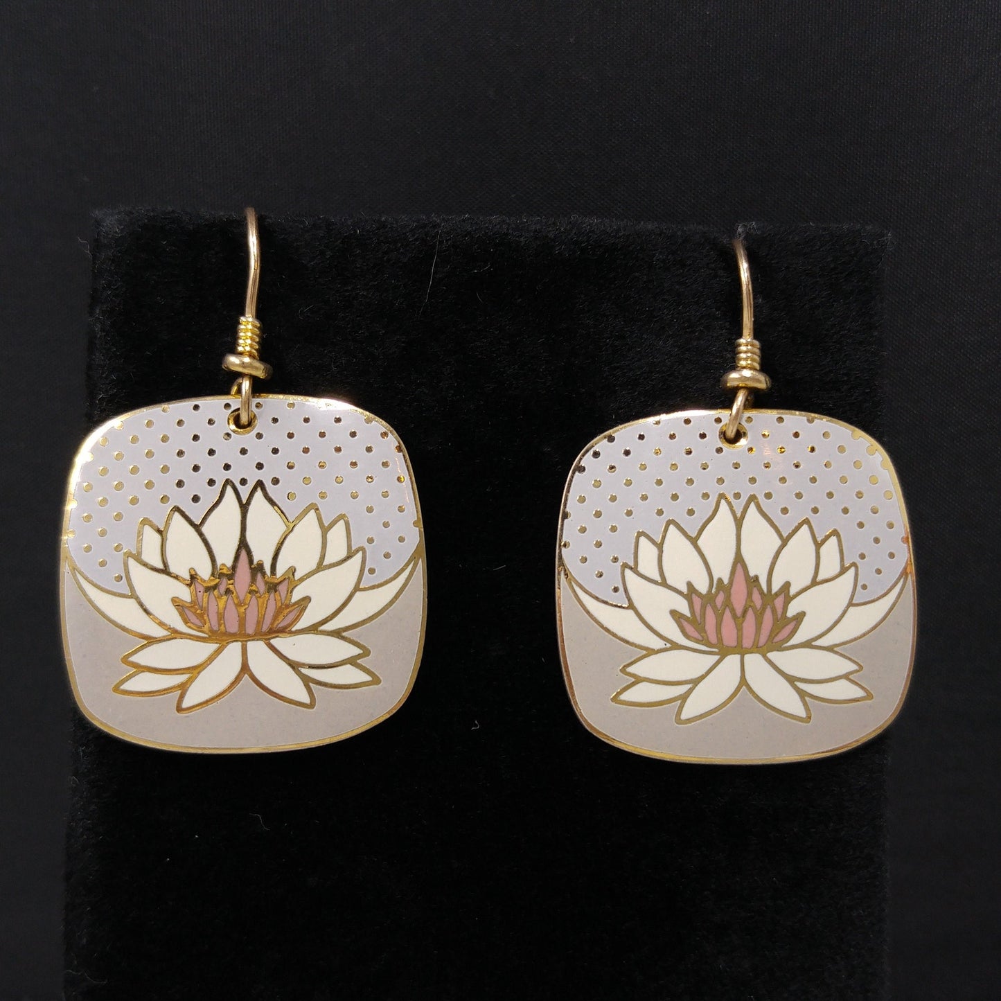 Vintage Laurel Burch Nile Lily Earrings, Gold Plated