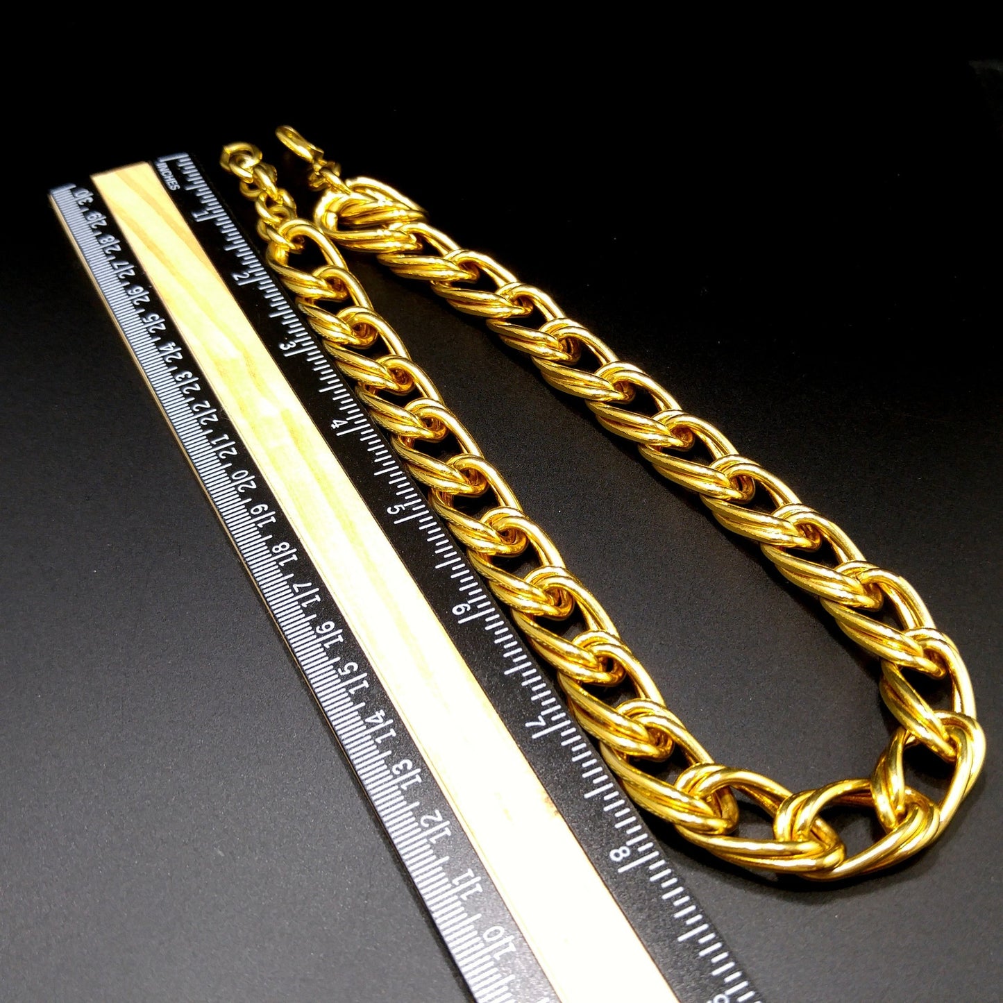 Monet Double Loop Chain Necklace, Gold Plated, 1980s Vintage Jewelry