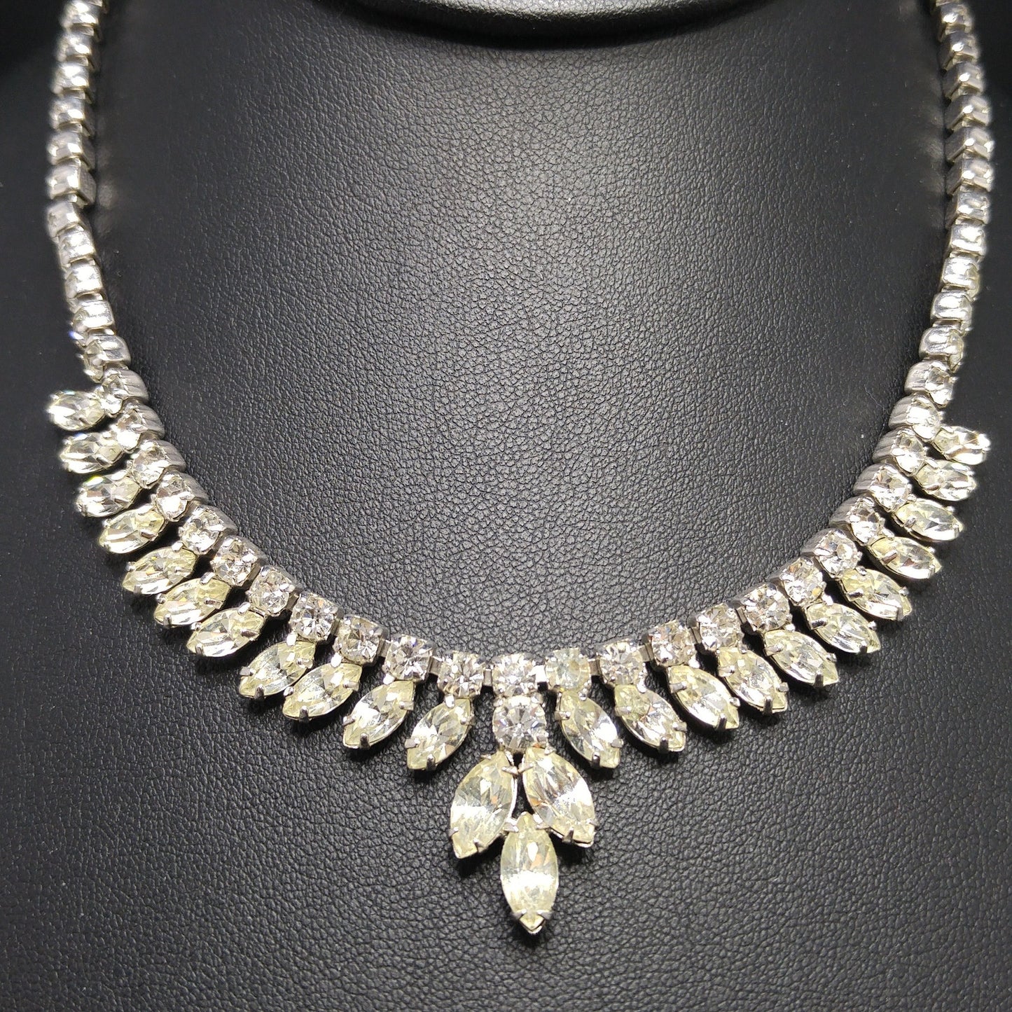Kramer of New York Clear Crystal Choker Necklace, Wedding Bridal, 1950s Vintage Jewelry