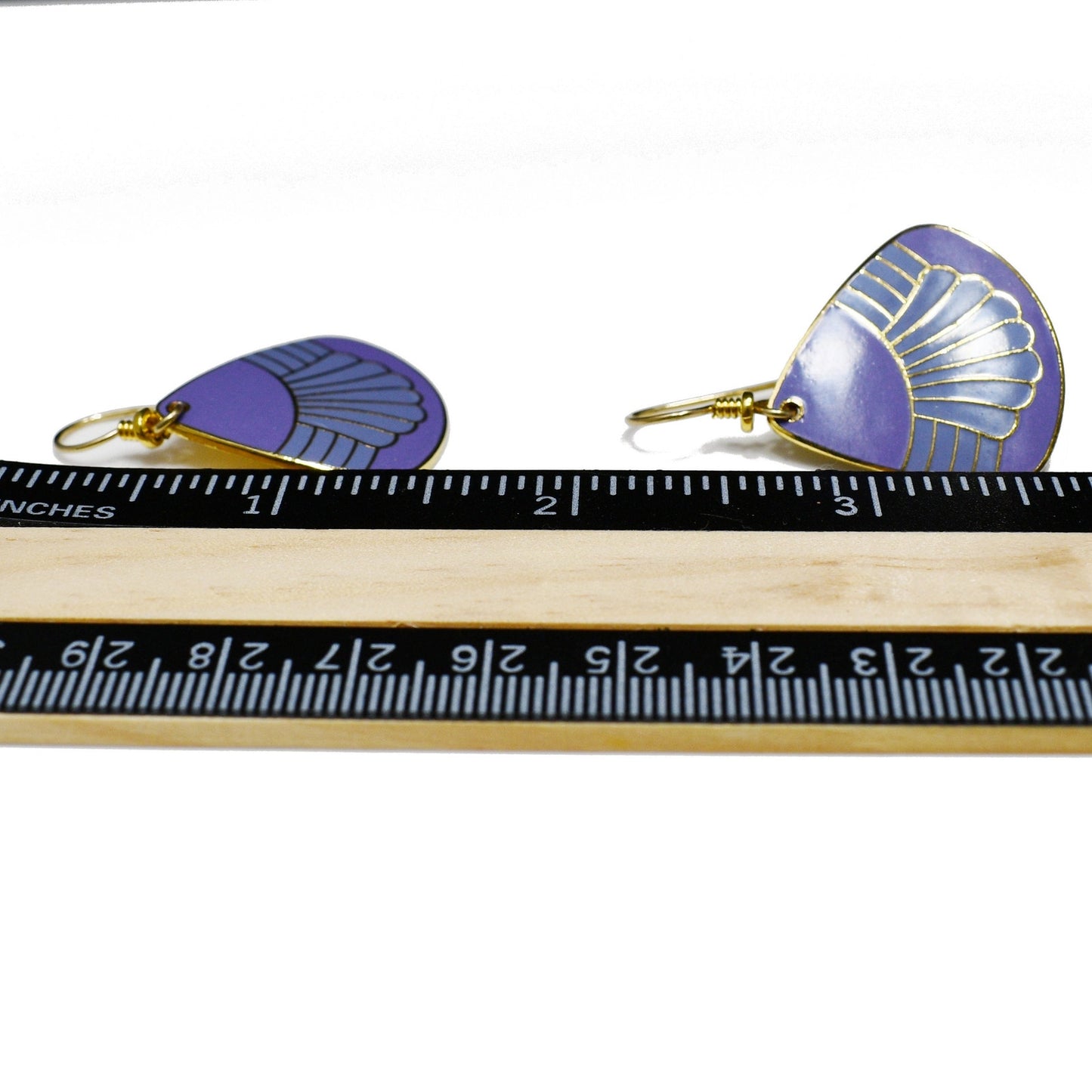 Vintage Laurel Burch Waterfall Earrings, Gold Plated, Purple Enamel