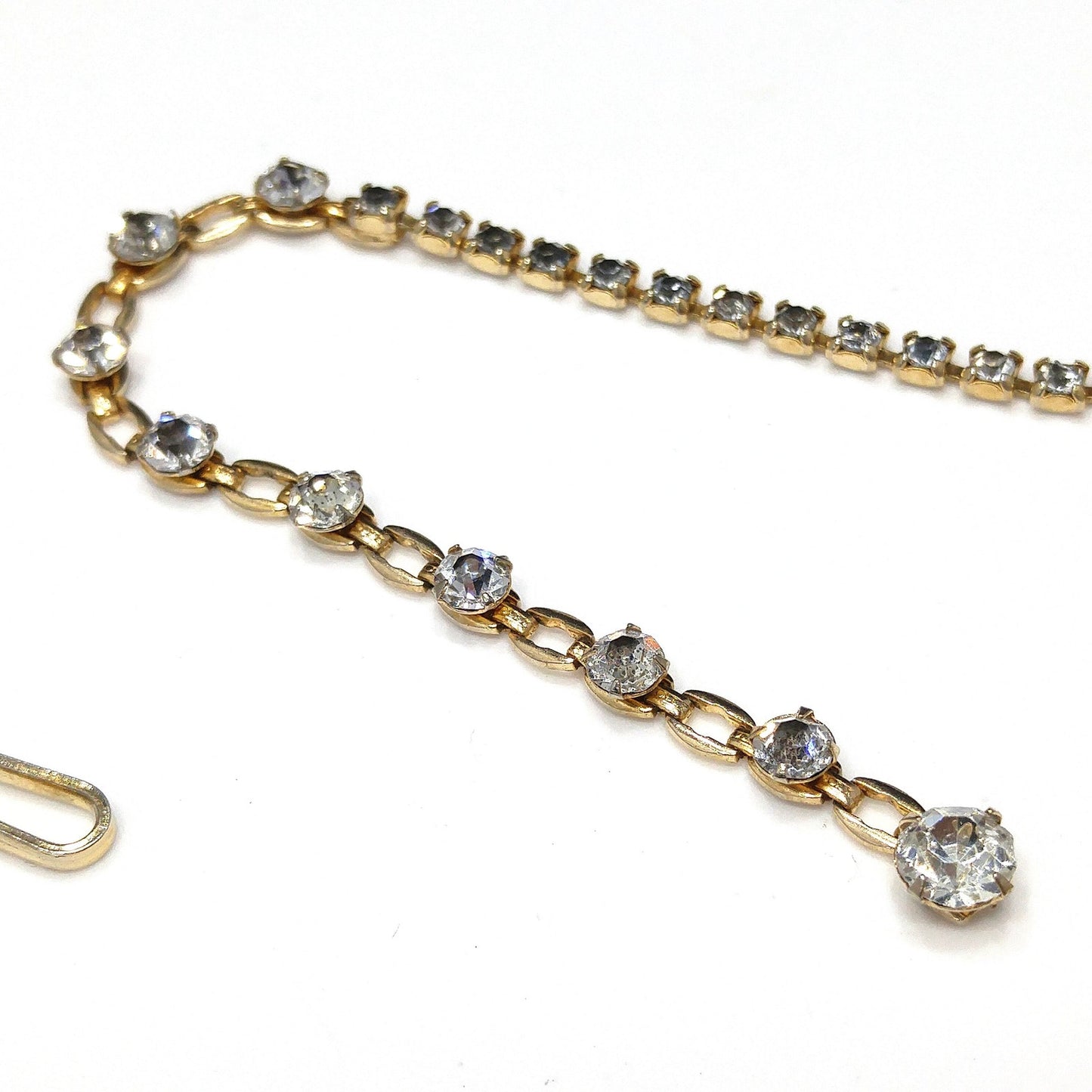 Rare Duane Mesh Rhinestone Necklace, Gold Plated, 1950s Vintage Jewelry