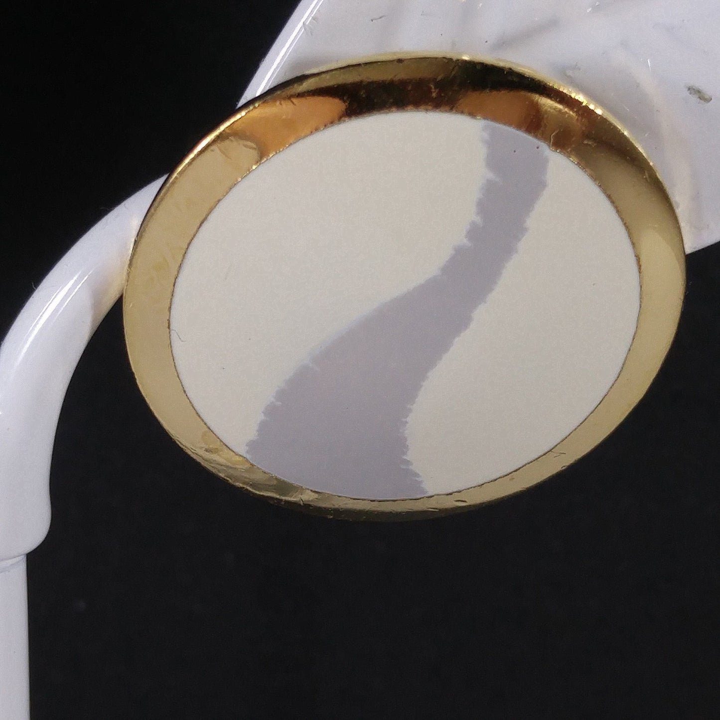 Laurel Burch "Kashi" Post Earrings, Cream & Gray Enamel, Gold Plated, 1980s