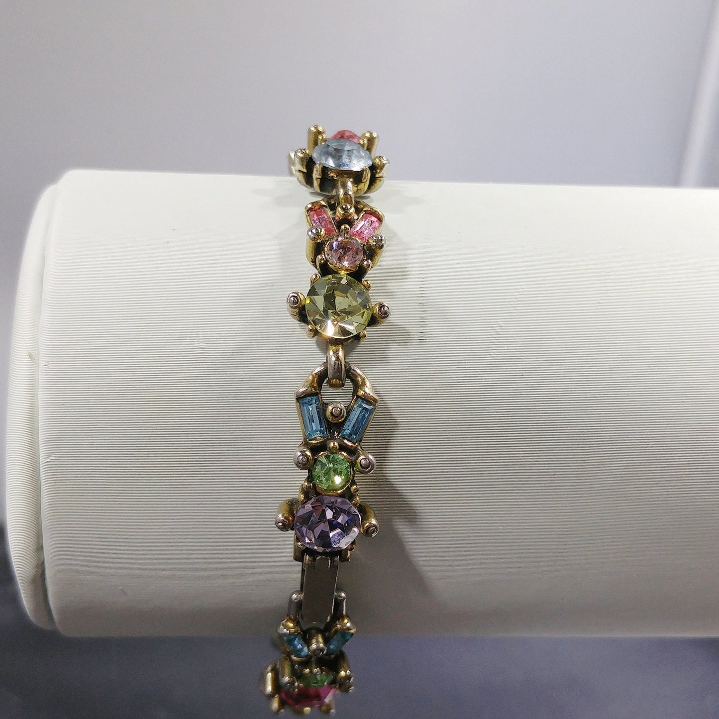 Hollycraft Pastel Rhinestone Bracelet, Stamped Copr 1955, 1950s Vintage Jewelry