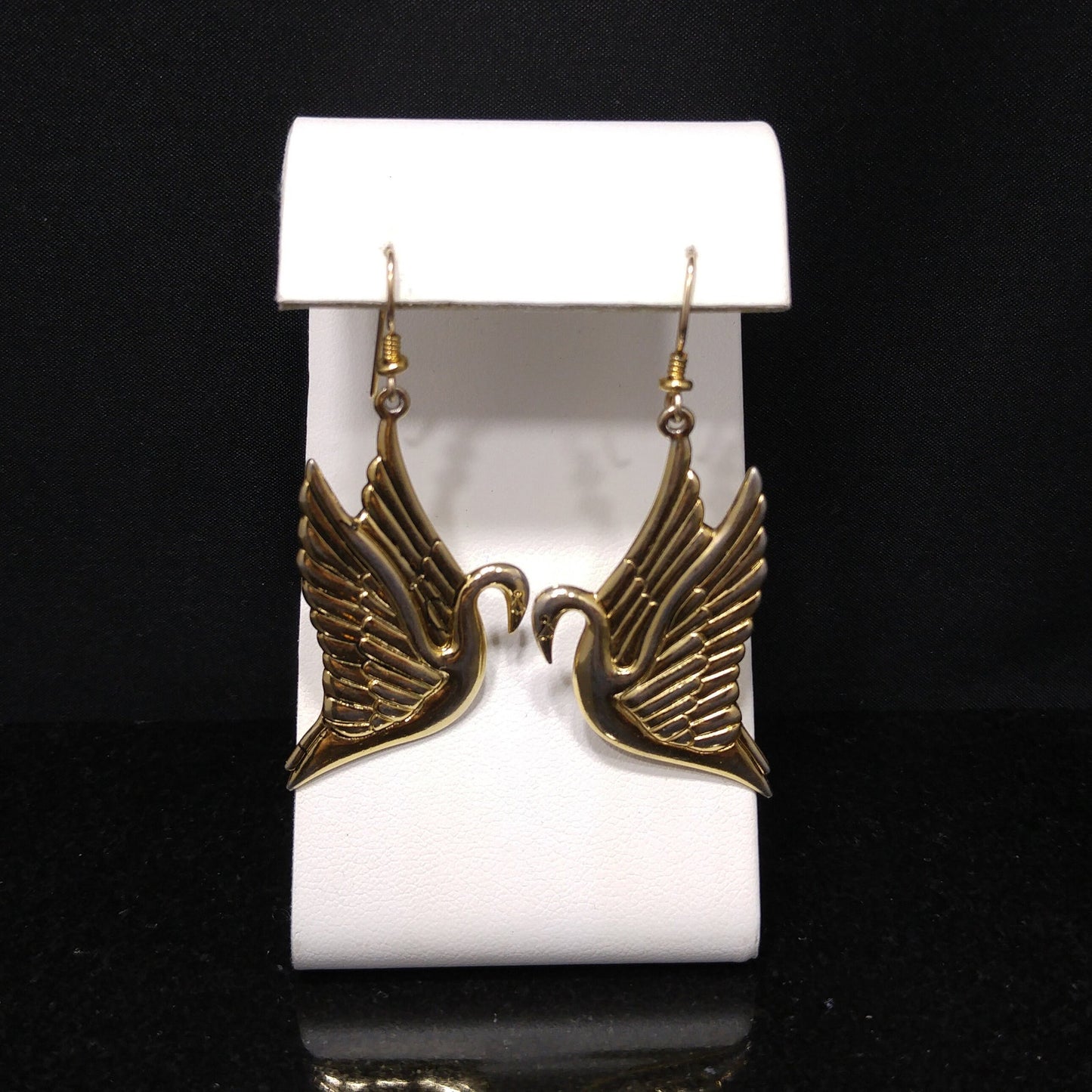Laurel Burch Gold Plated Swan Earrings, Gold Filled Ear Wires, 1980s Vintage
