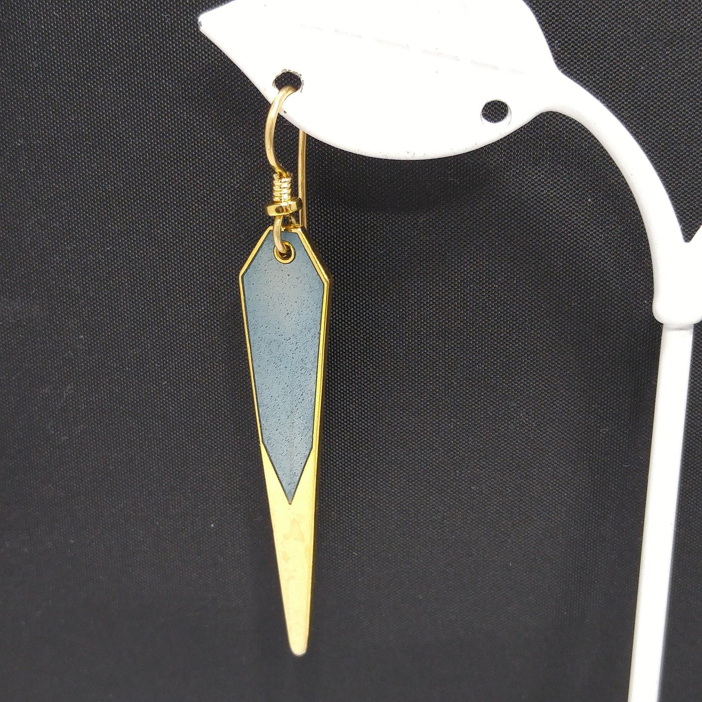 Vintage Laurel Burch Blue Long Earrings, Gold Plated