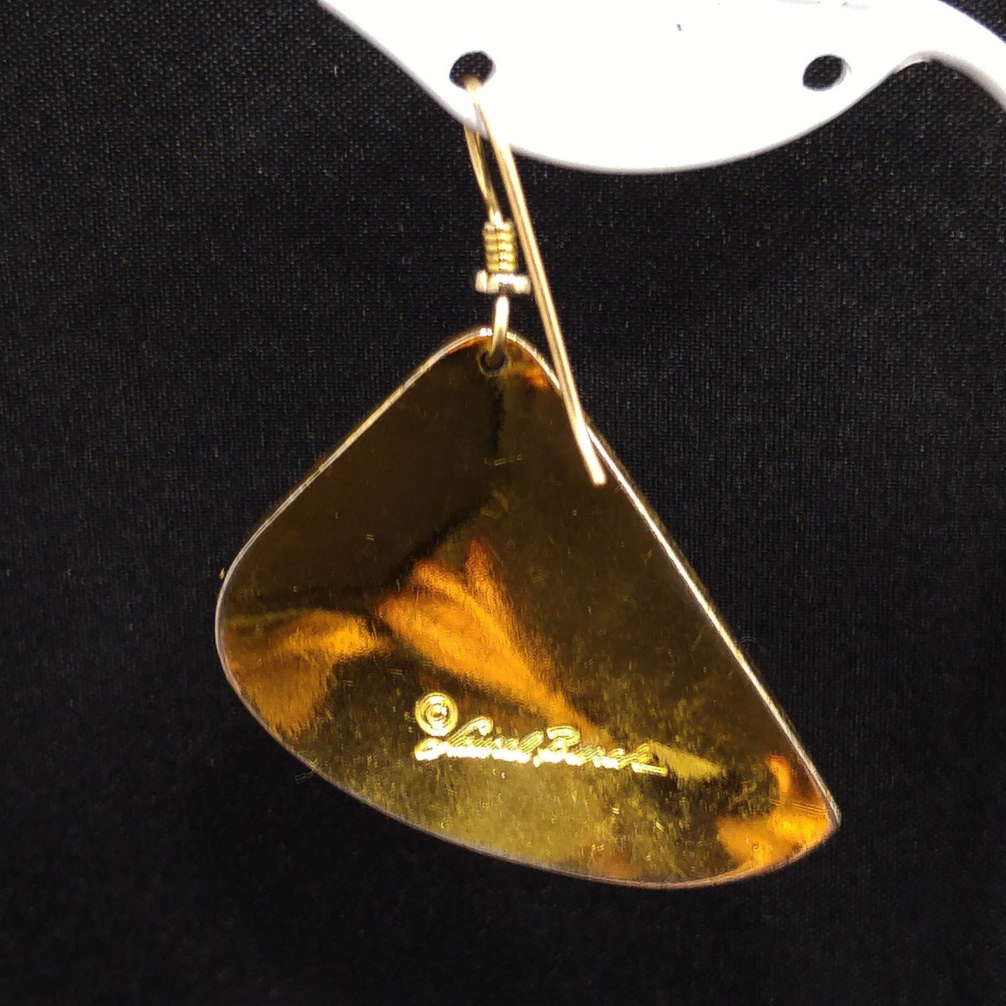 Laurel Burch White Purple Blue Enamel Fan Earrings, Gold Plated Cloisonne, 1980s Vintage Jewelry