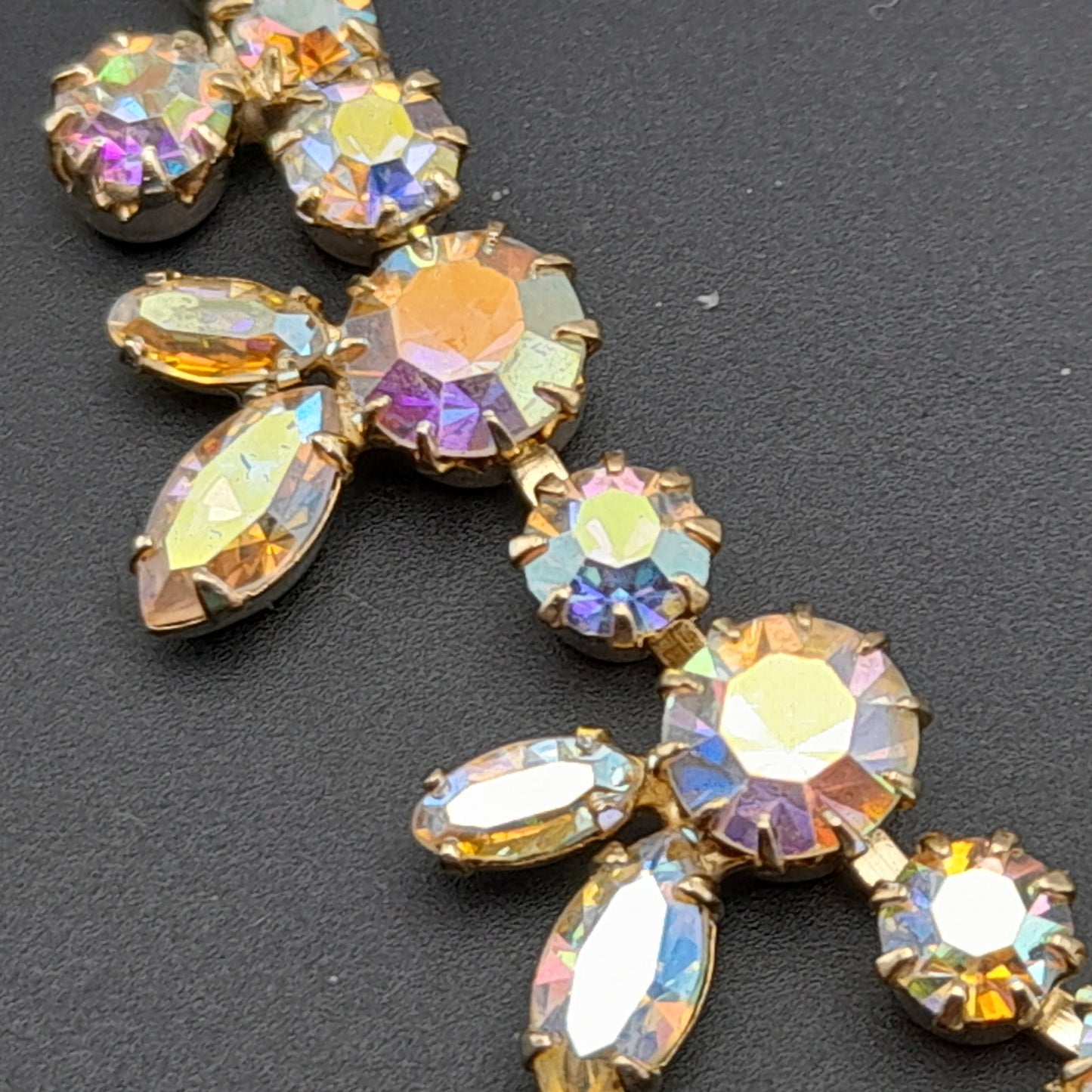 Vintage Sherman Aurora Borealis Rhinestone Gold Plated Choker Necklace, 1960s