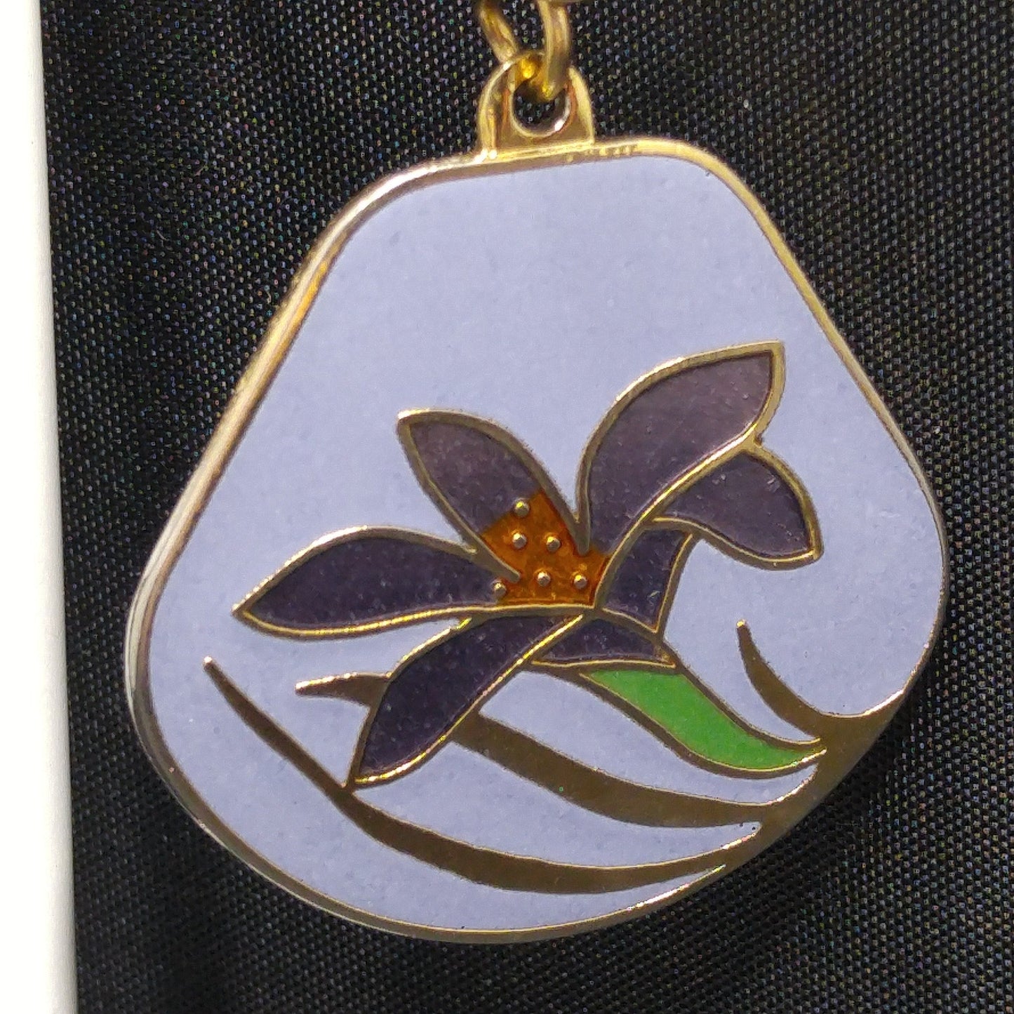 Vintage Laurel Burch Purple Lily Earrings, Cloisonne Enamel, Gold Plated