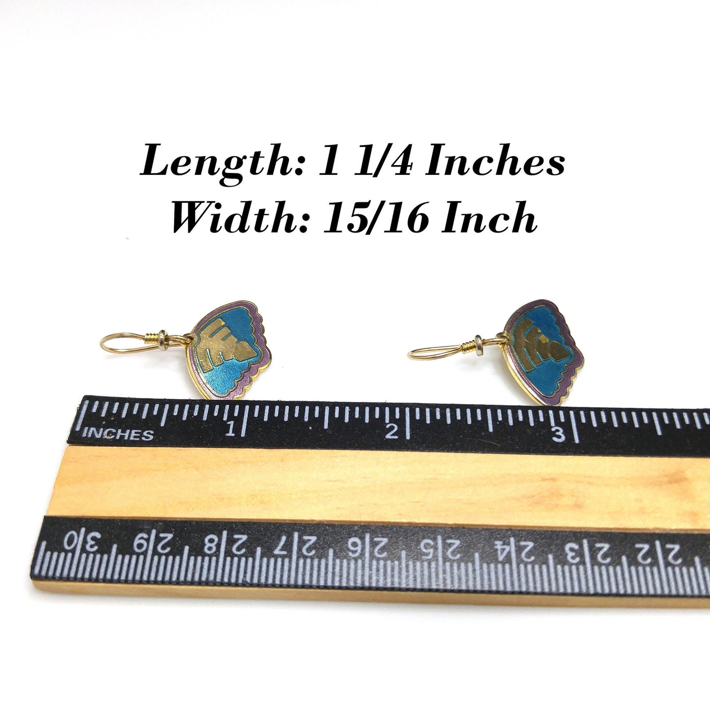 Vintage Laurel Burch Teal Enamel Earrings, Gold Plated