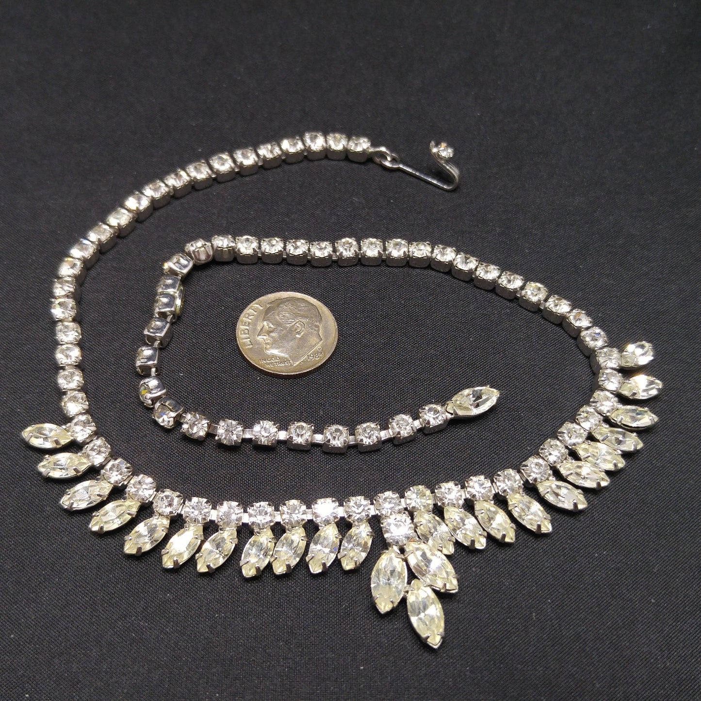 Kramer of New York Clear Crystal Choker Necklace, Wedding Bridal, 1950s Vintage Jewelry