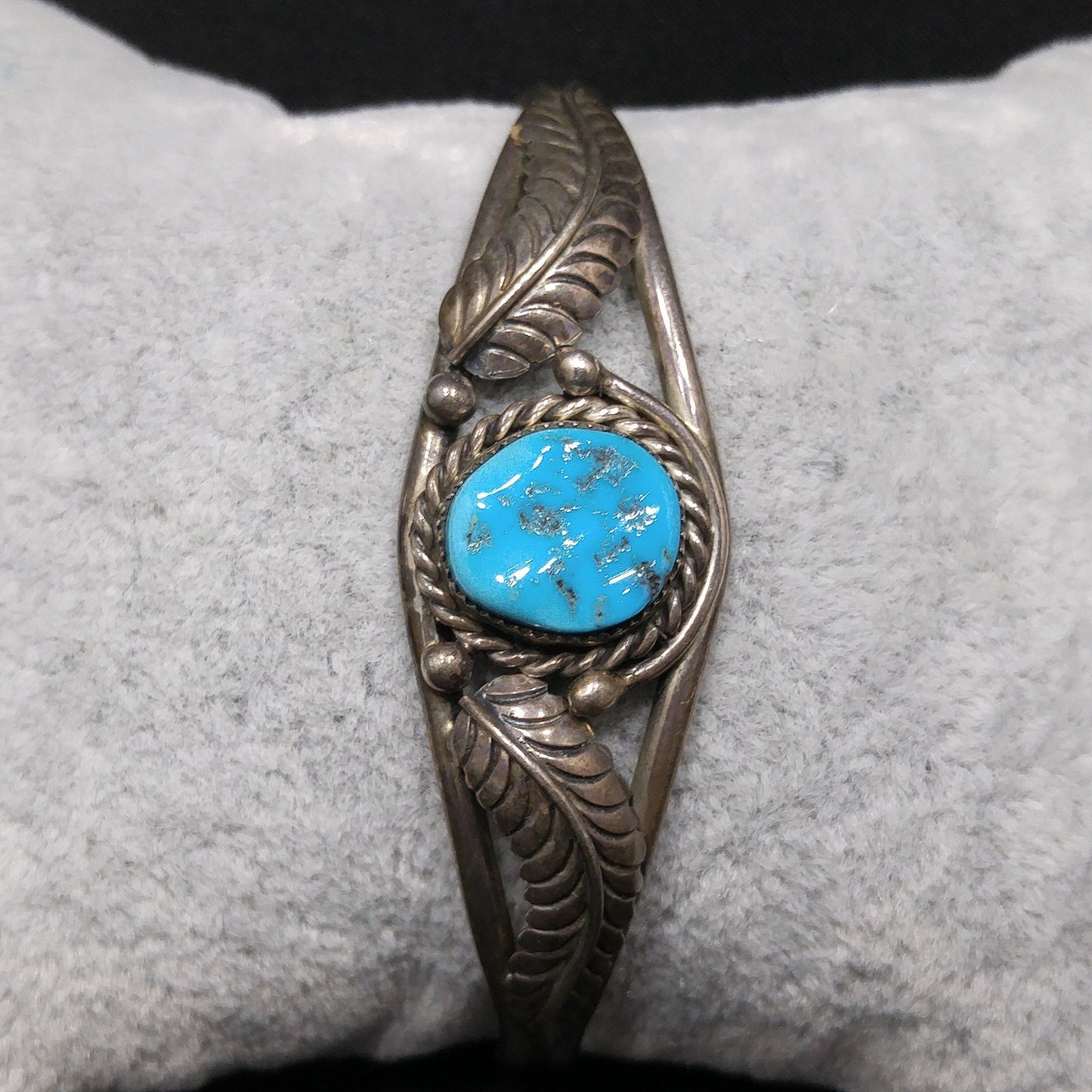 Navajo S. Dickens Cuff Bracelet, Sterling Silver Gemstone, Vintage Jewelry