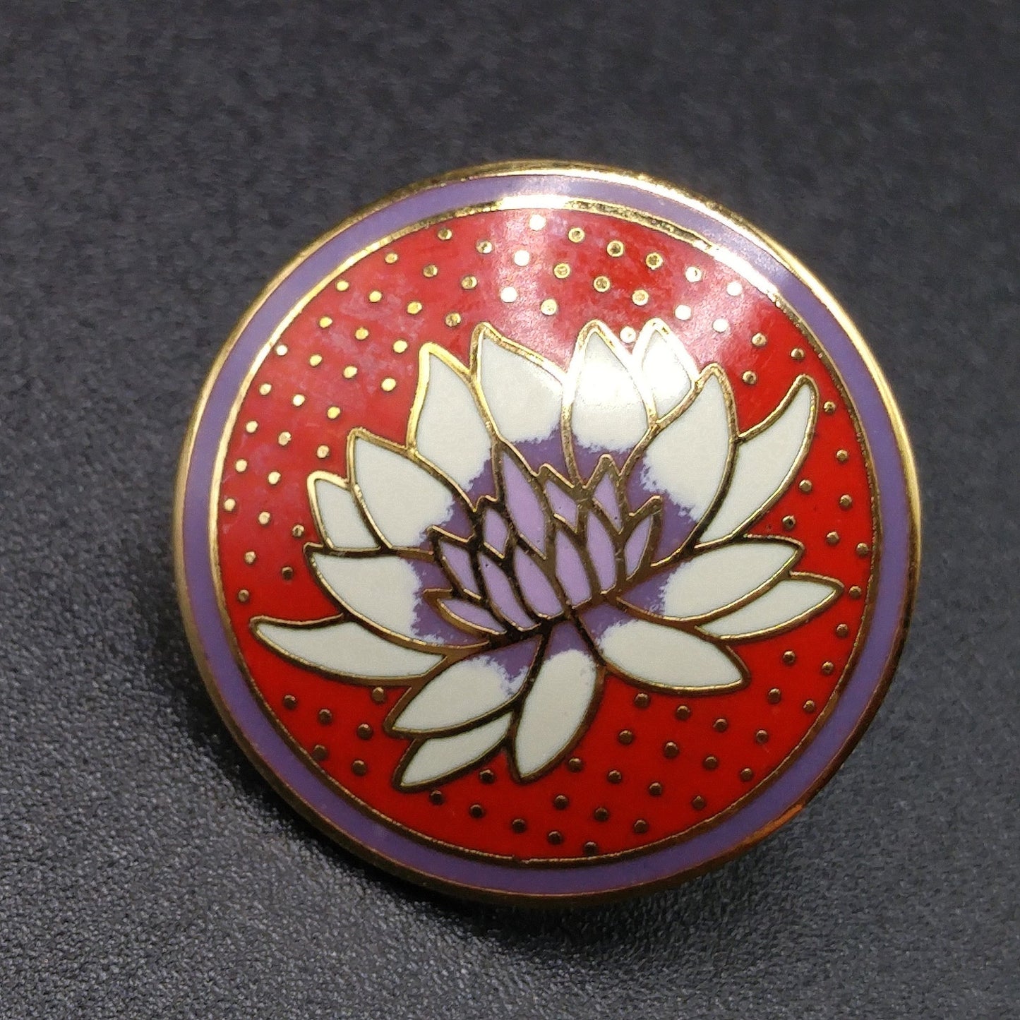 Vintage Laurel Burch "Tibetan Lily" Post Earrings, Red White Purple Enamel