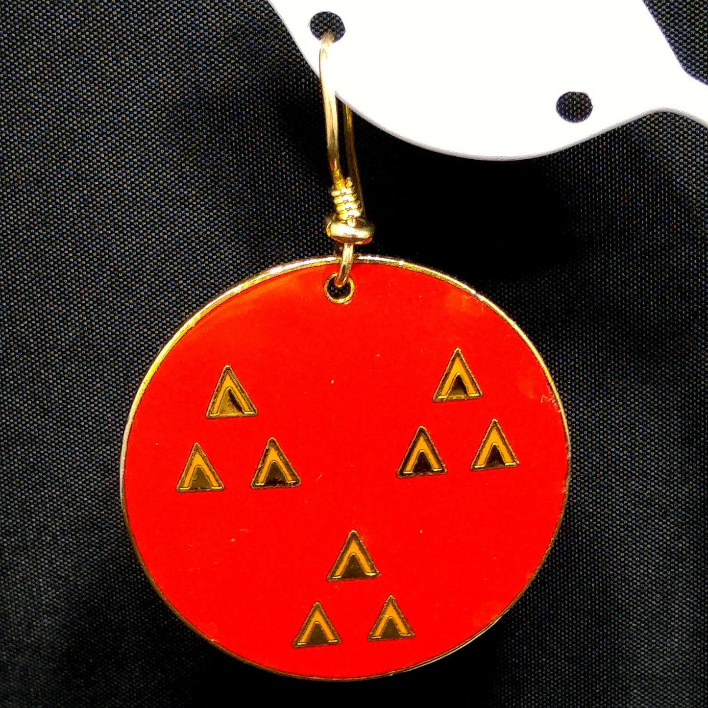 Vintage Laurel Burch "Himalaya" Dangle Earrings, Red Enamel, Gold Plated