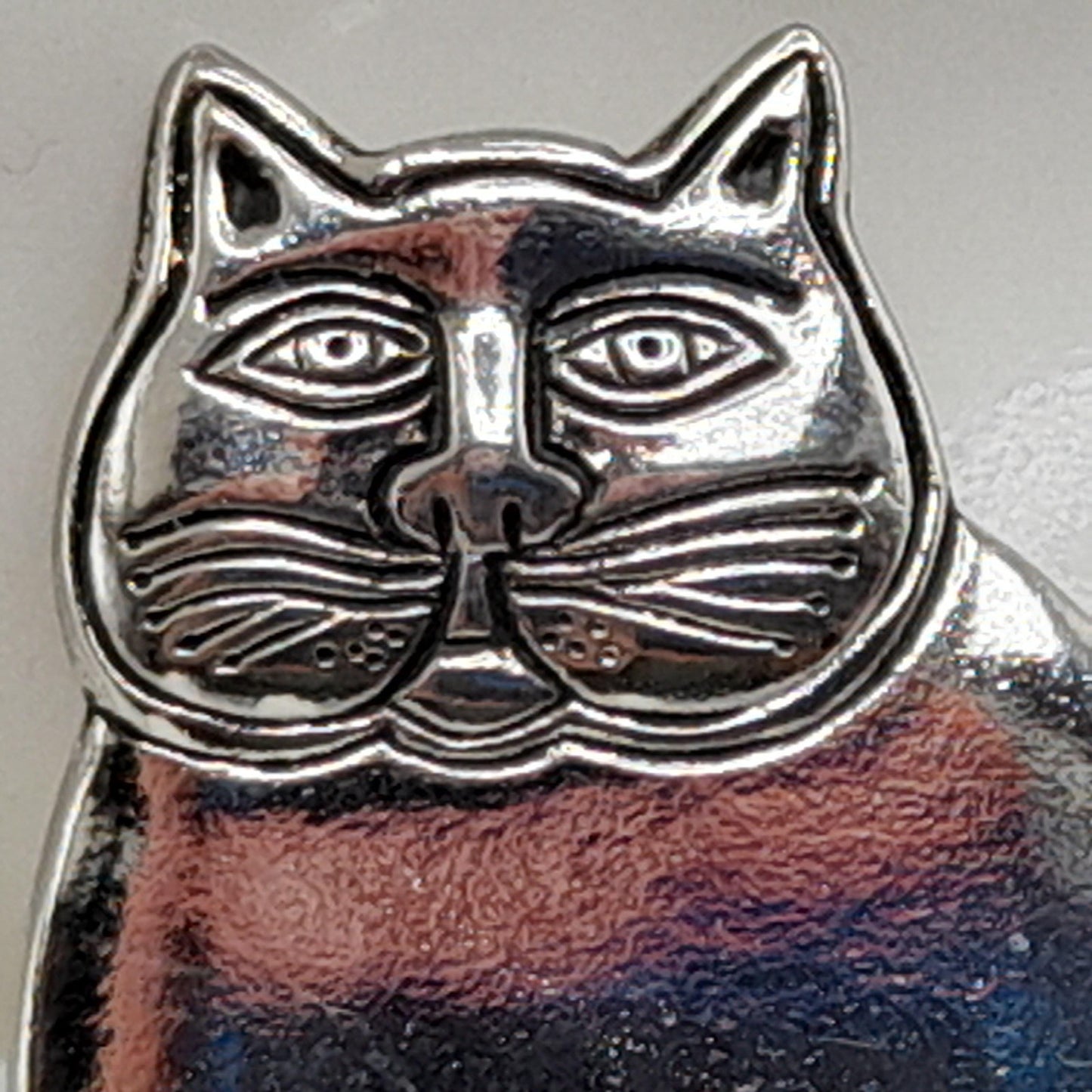 Vintage Laurel Burch Cat Brooch, Rhodium Plated, 1980s Vintage Jewelry