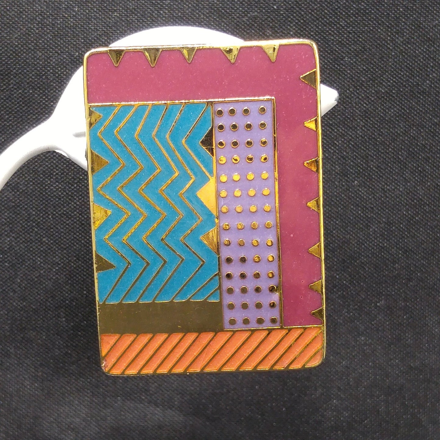 Vintage Laurel Burch "Lindsay" Clip Earrings, Large Geometric