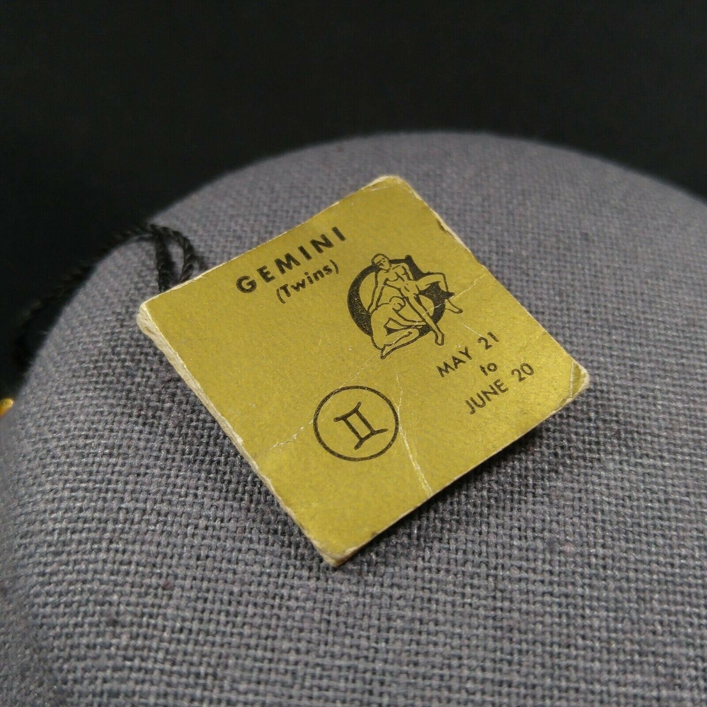 Vintage Zodiac Gemini Enamel Lucite Pendant Necklace, Original Tag, 1960s Vintage Jewelry