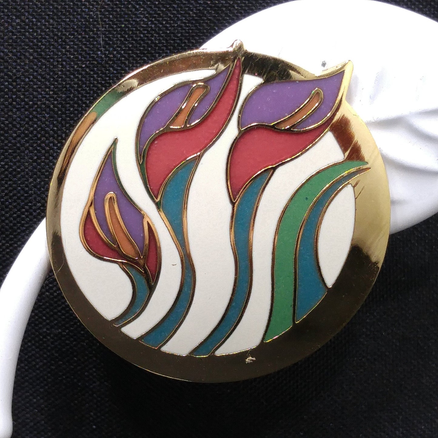 Laurel Burch "Lilies For Les" Floral Post Earrings, Gold Plated, 1980s Vintage