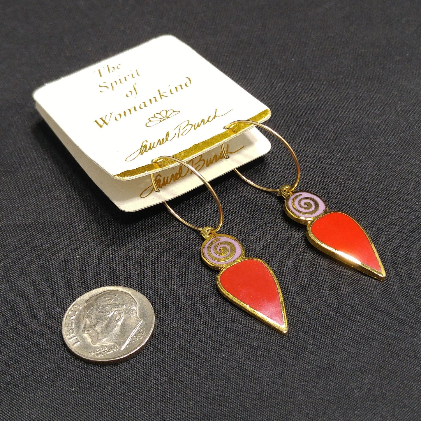 Laurel Burch "Femina" 1993 Earrings, Gold Over Sterling, 1990s Vintage Jewelry