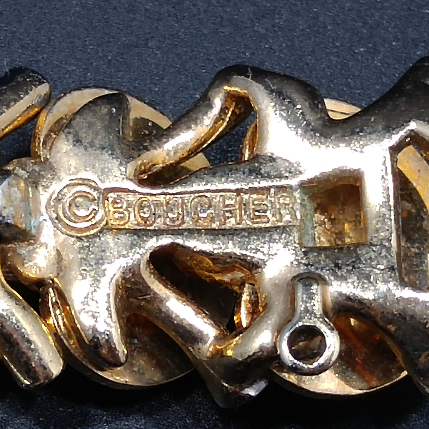 Boucher Deco Fan Bracelet, Clear Rhinestones, Overlapping Links, 1960s Vintage Jewelry