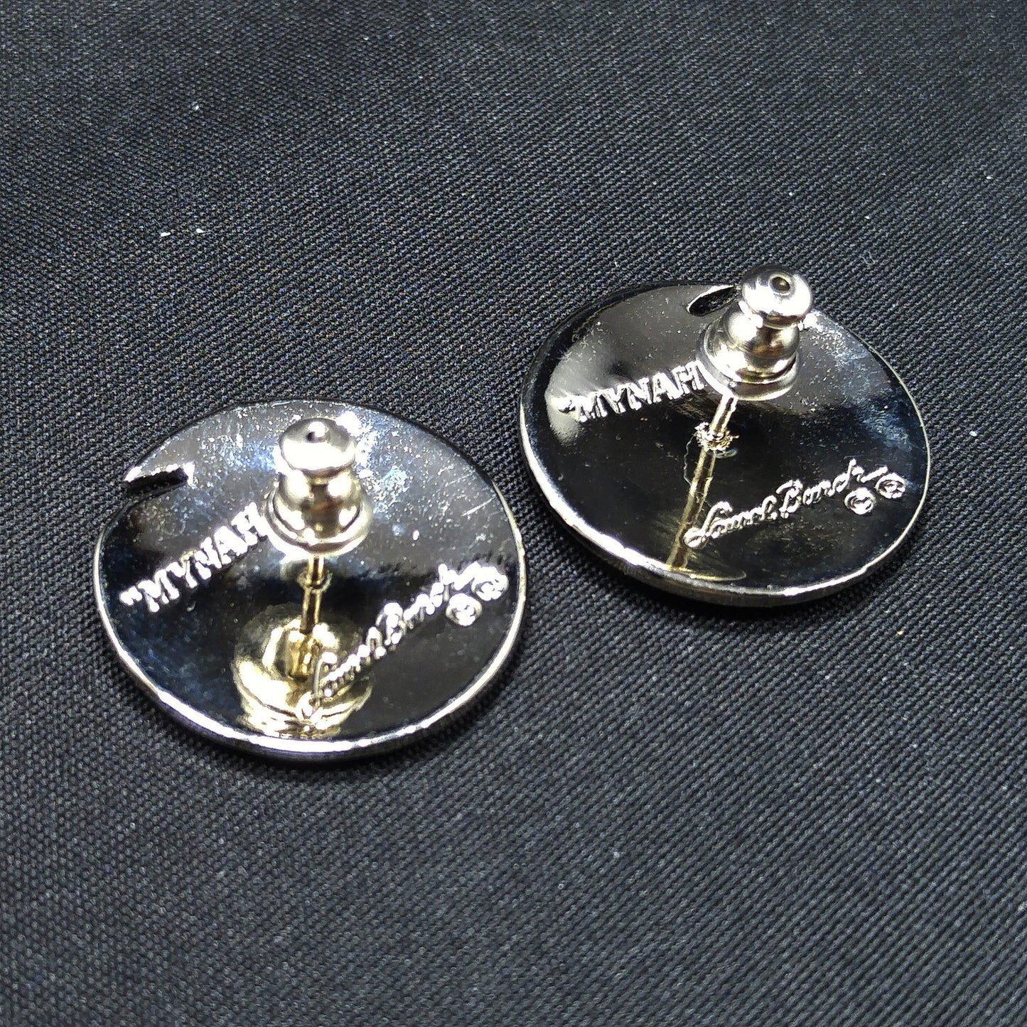 Laurel Burch "Mynah Bird" Post Earrings, Gold Plated, Silver Tone Cloisonne
