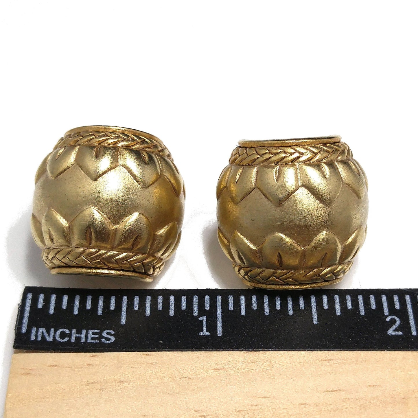 Oscar de la Renta Wide Clip Earrings, Gold Plate, 1980s Vintage Jewelry
