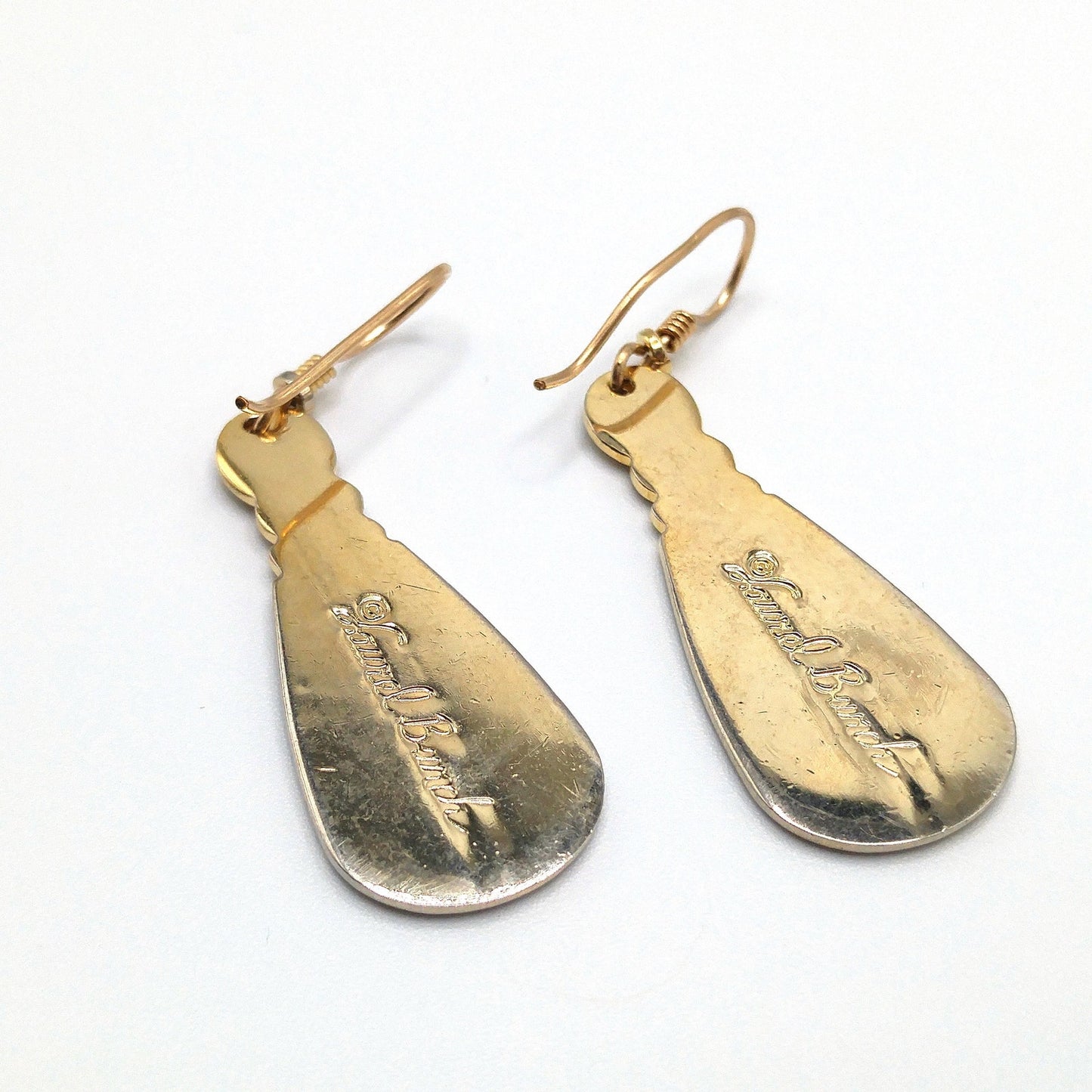 Vintage Laurel Burch Love Knot Earrings, Red Enamel, Gold Plated