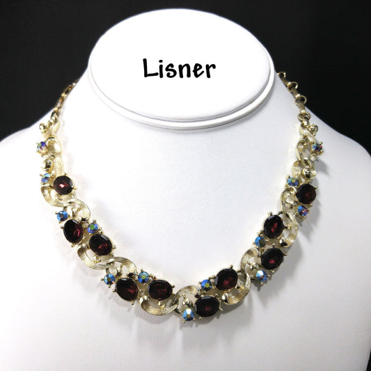 Vintage Lisner Purple Rhinestone Choker Necklace, 1960s Vintage Jewelry