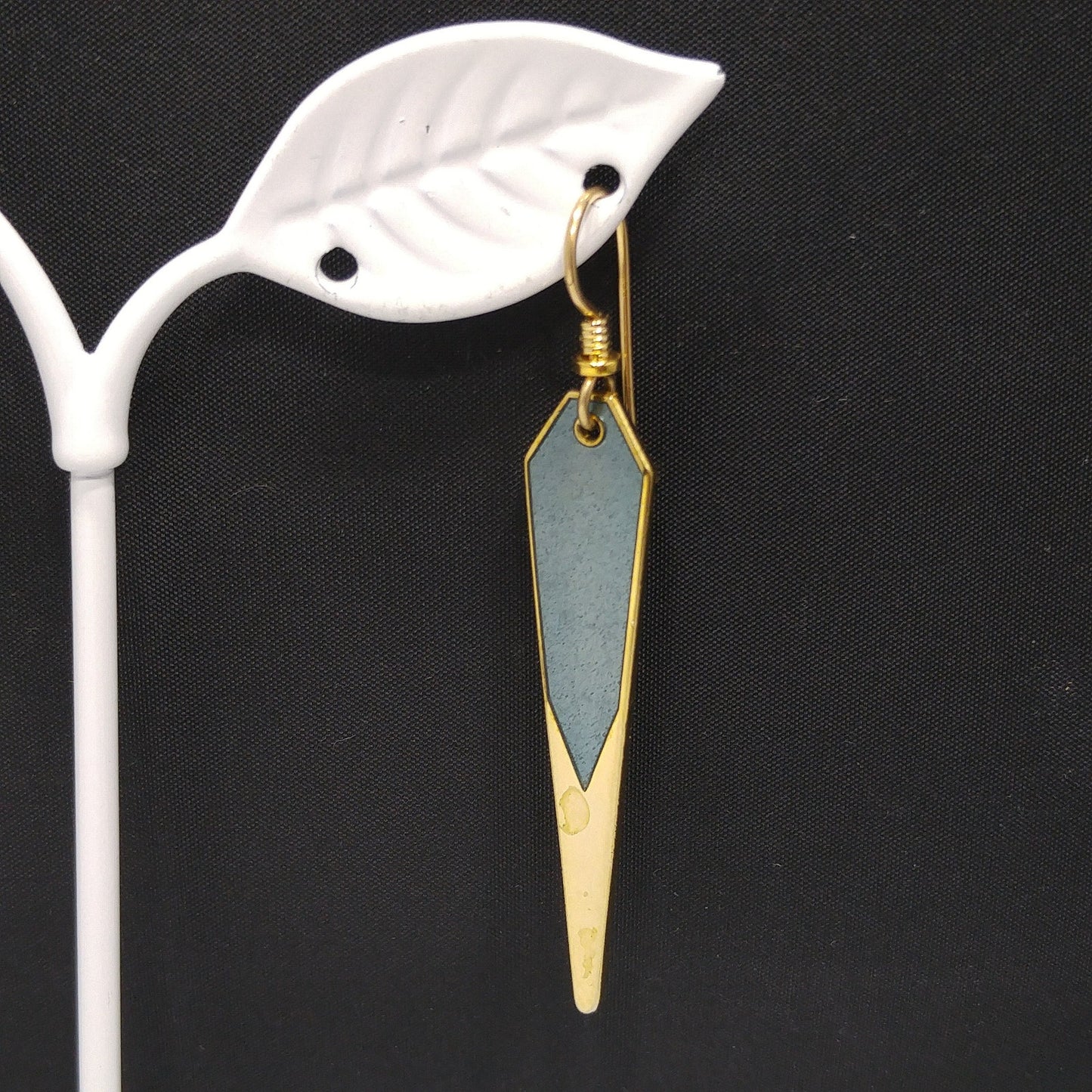 Vintage Laurel Burch Blue Long Earrings, Gold Plated