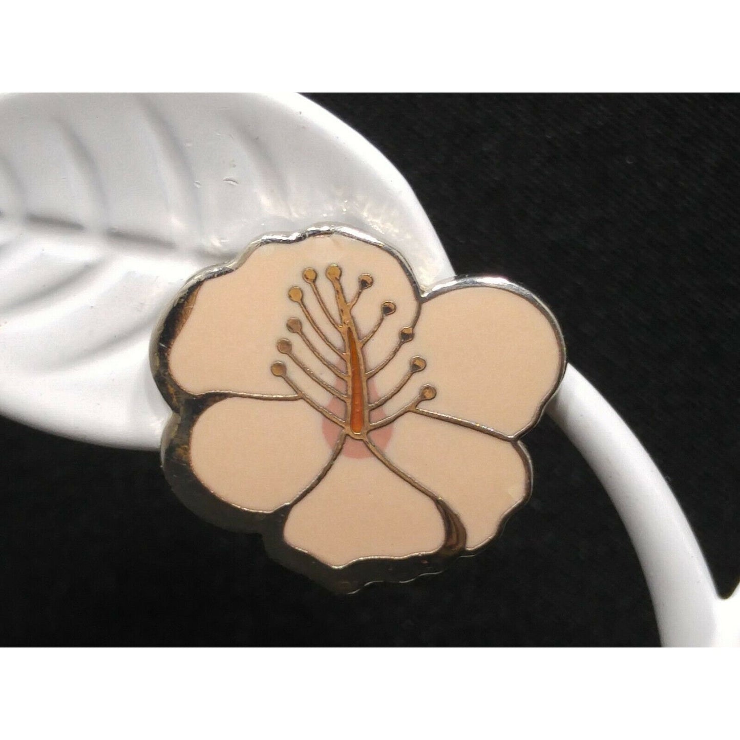 Laurel Burch "Hibiscus" Pink Post Earrings, Rhodium Plated Silver Tone, 1980s