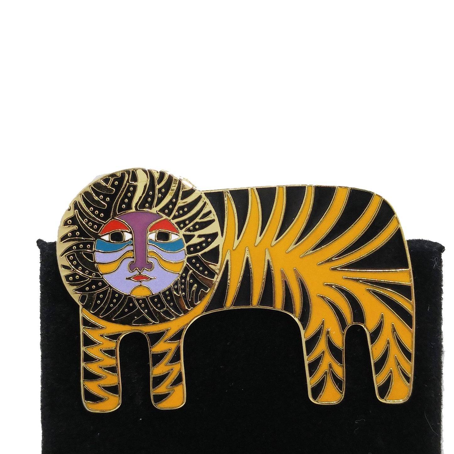 Laurel Burch "Tigre" Brooch, Gold Plated Lion Tiger Pin, 1980s Vintage Jewelry